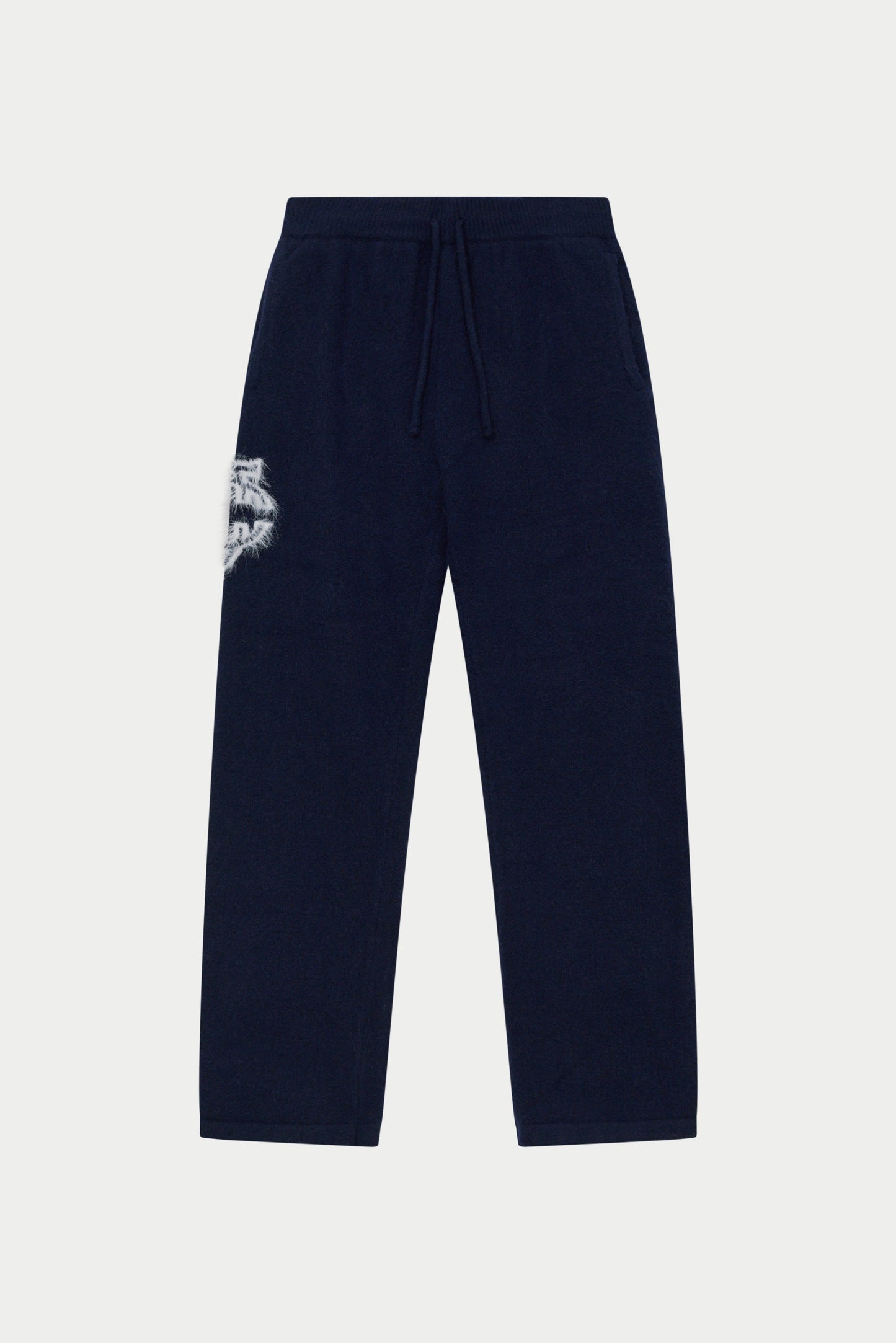 MONOGRAM FLUFFY KNIT JOGGERS - NAVY
