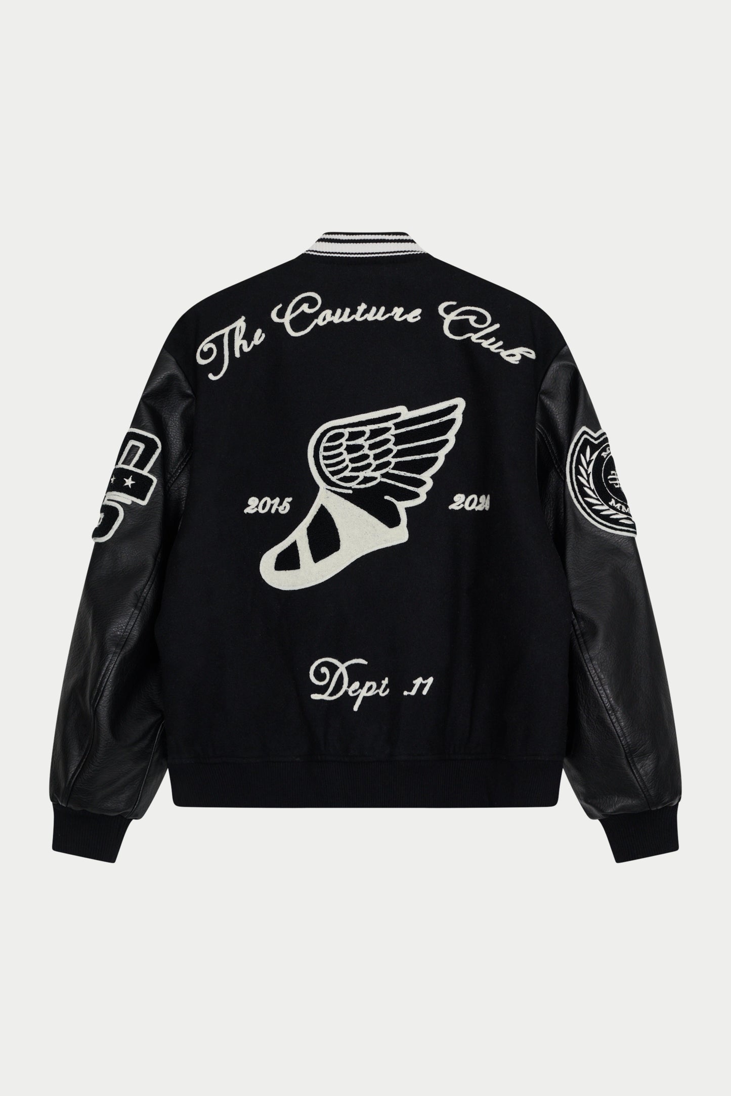 MULTI BADGE VARSITY JACKET - BLACK