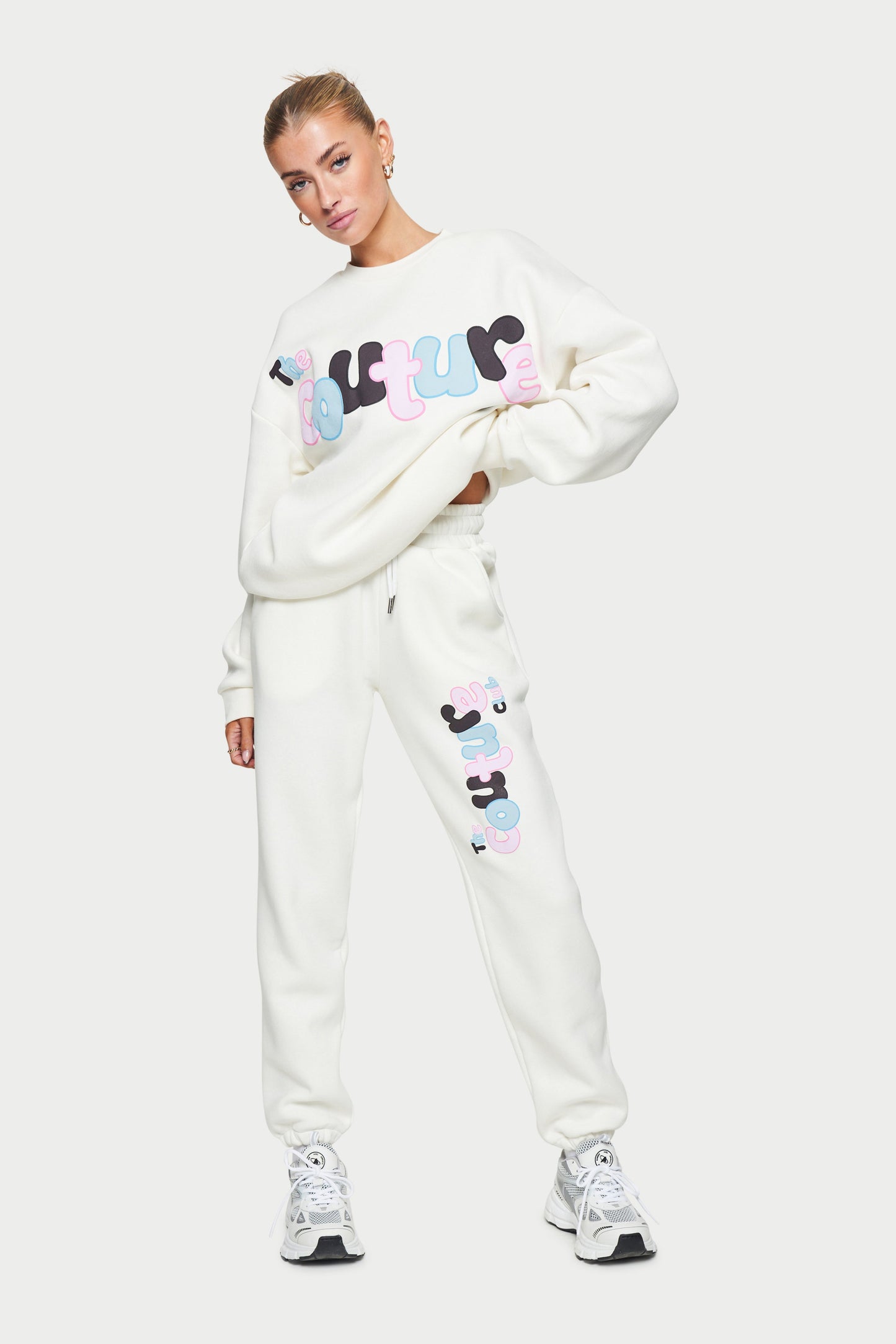 COUTURE BUBBLE OVERSIZED JOGGERS - OFF WHITE