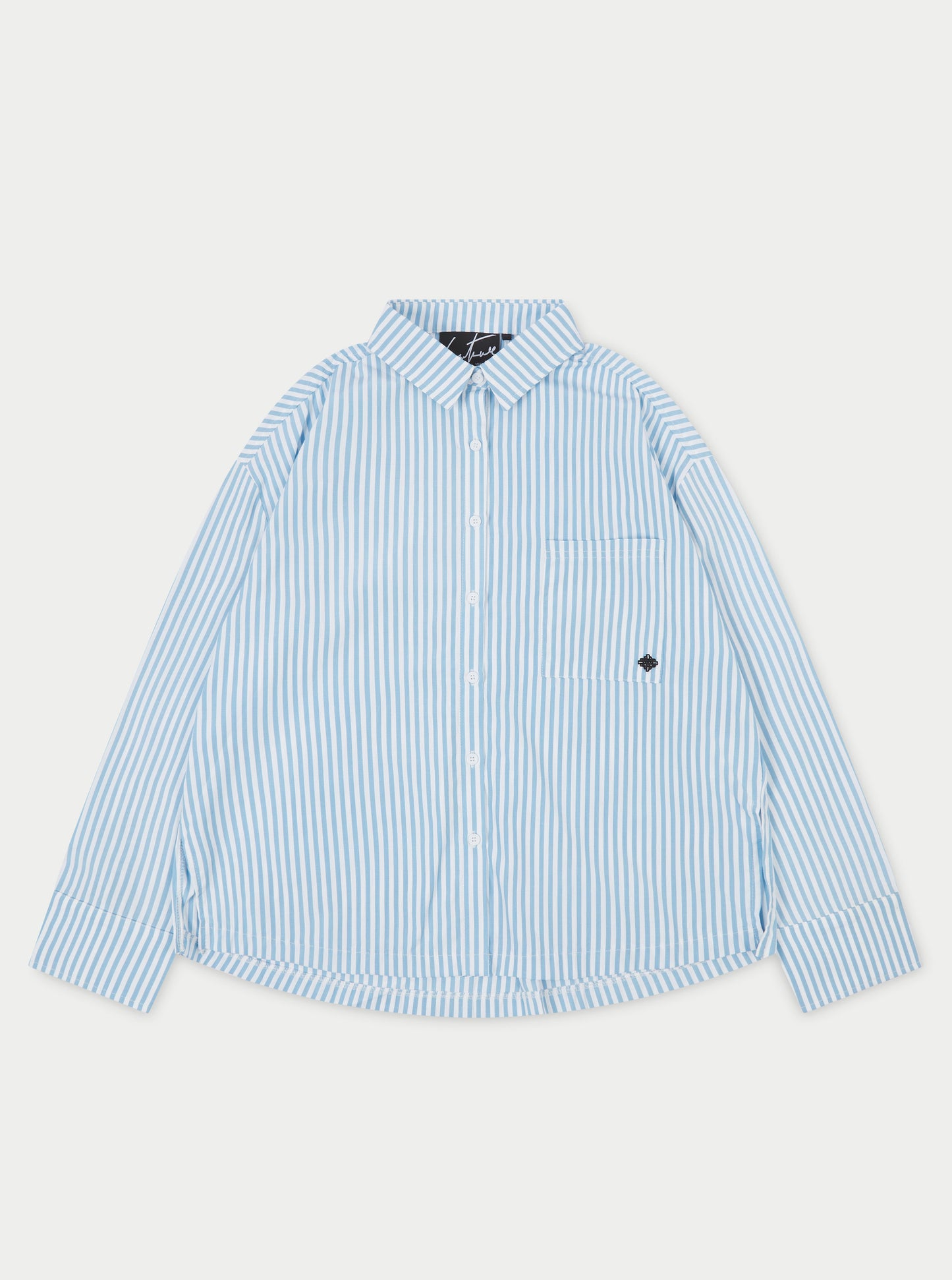 EMBLEM STRIPE OVERSIZED SHIRT - BLUE