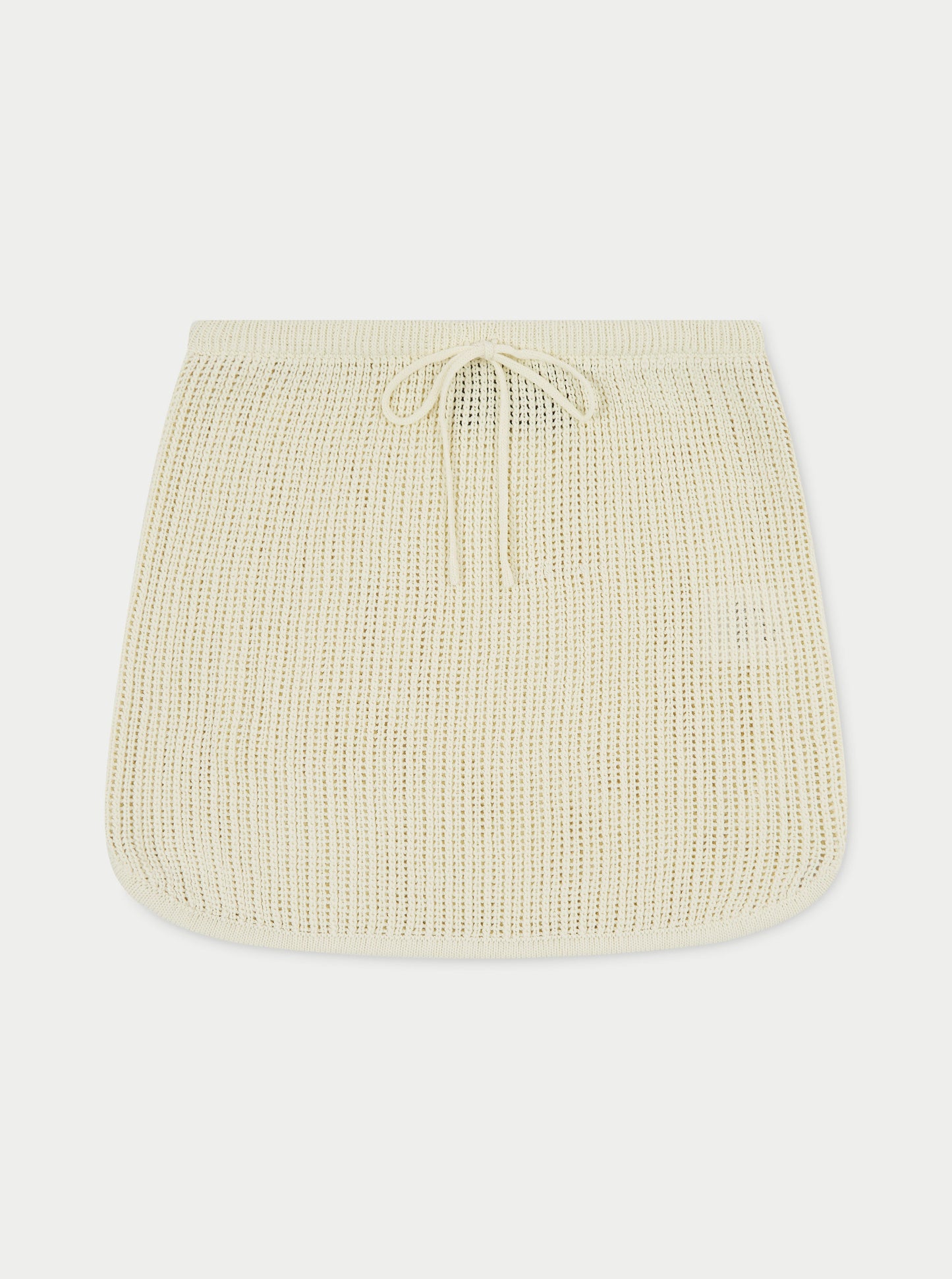KNITTED TIE WAIST MICRO SKIRT - OFF WHITE