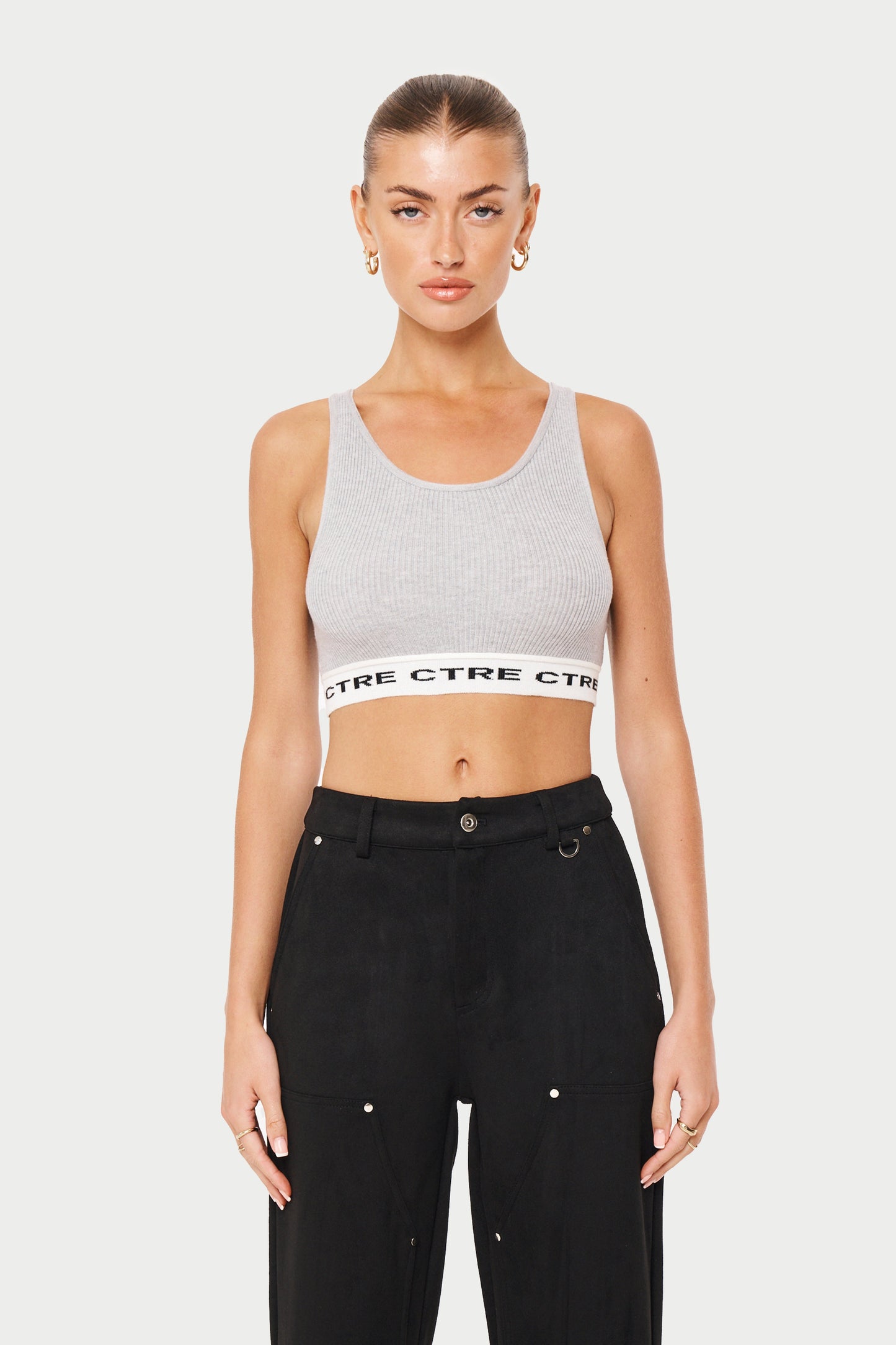 CTRE KNITTED VEST TOP - GREY MARL
