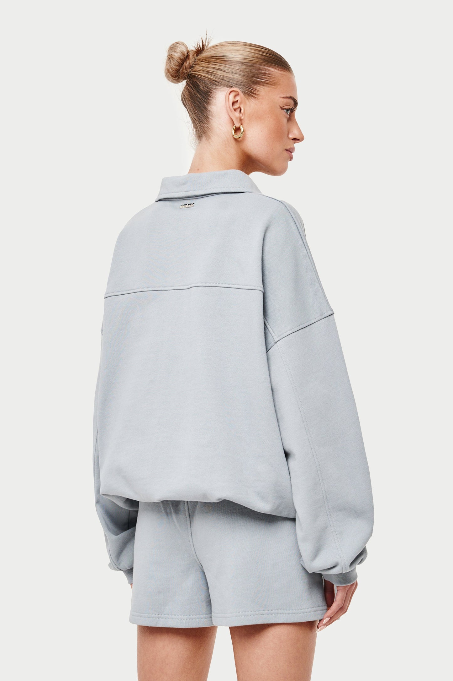 CTRE OVERSIZED QUARTER ZIP POLO - LIGHT GREY