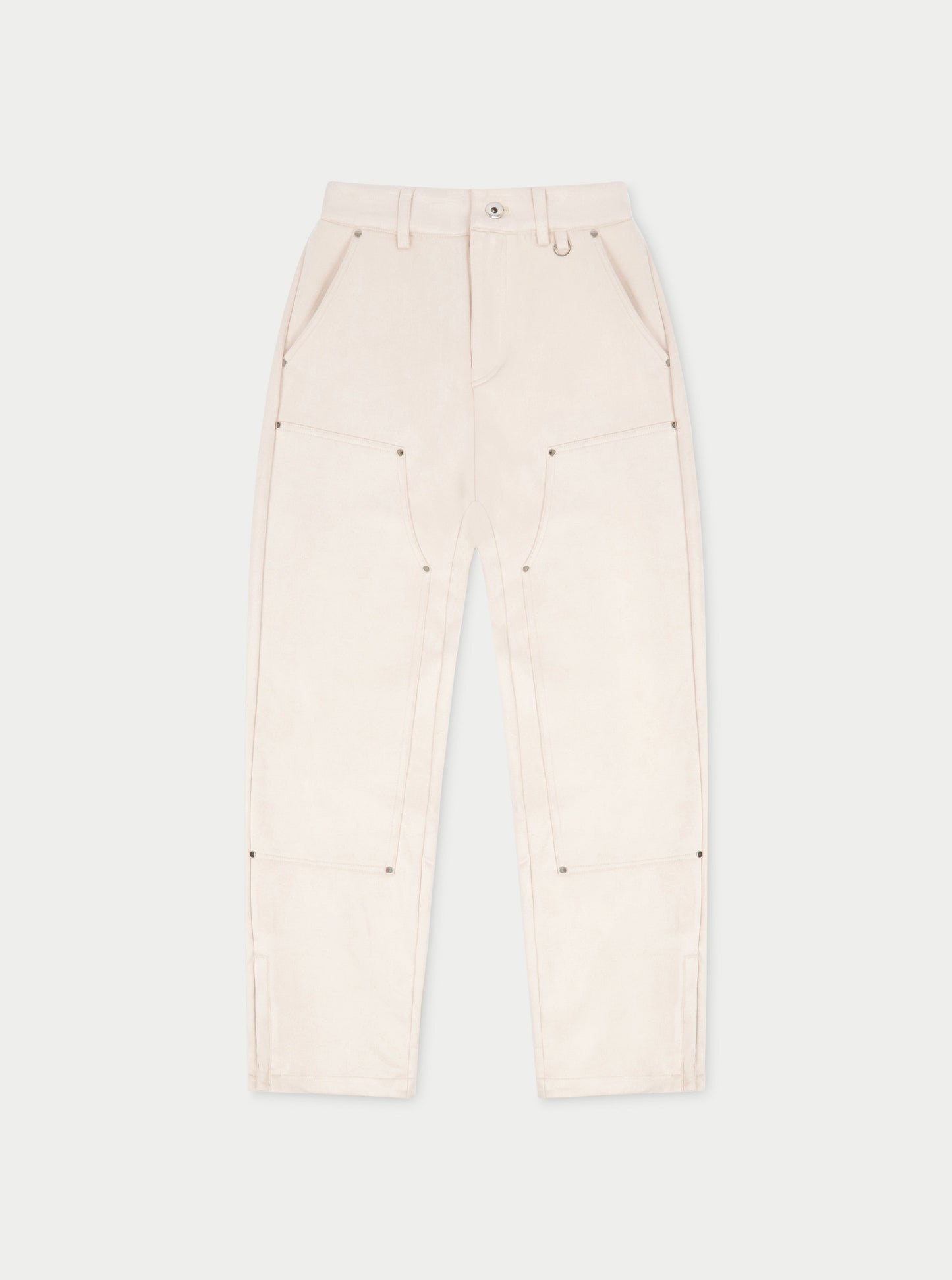 SUEDE CARPENTER STRAIGHT LEG TROUSERS - BEIGE