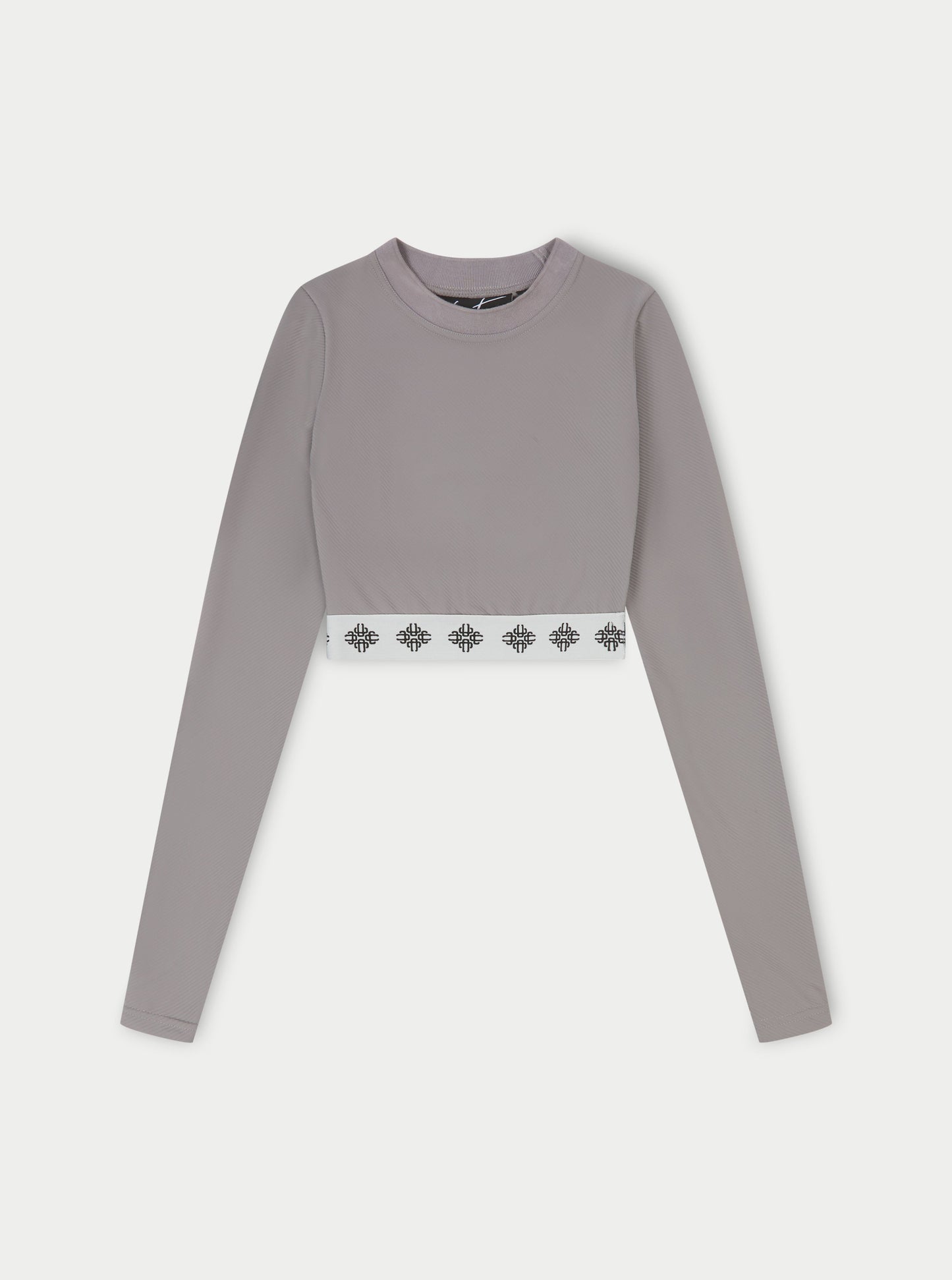 BRANDED WAISTBAND FITTED RIBBED TOP - GREY