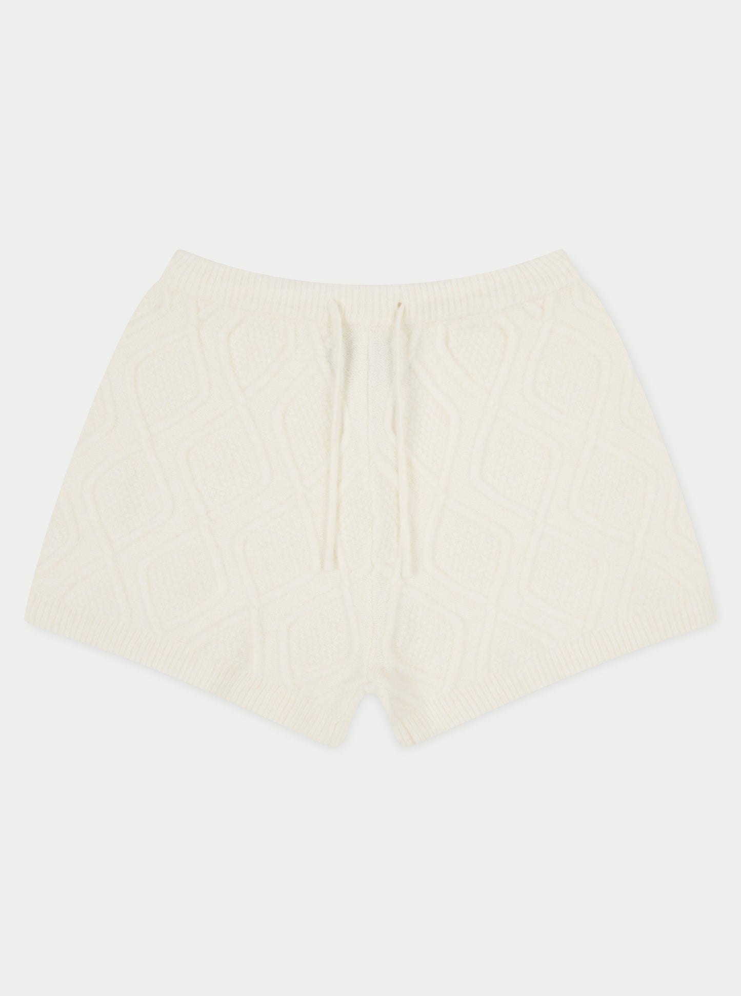 CABLE KNITTED SHORTS - OFF WHITE
