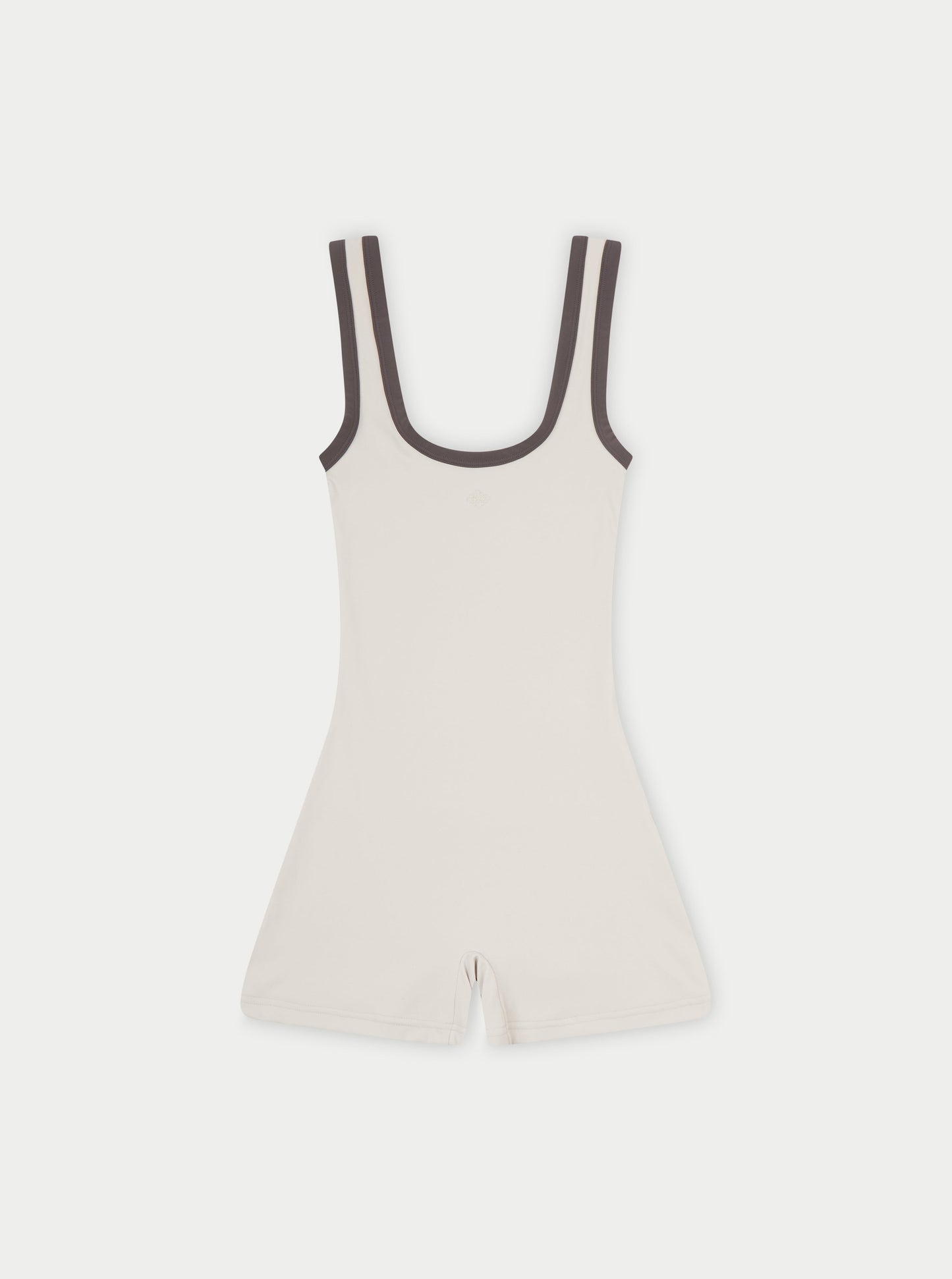 SCULPTING STRETCH EMBLEM CONTRAST PIPING UNITARD - OFF WHITE