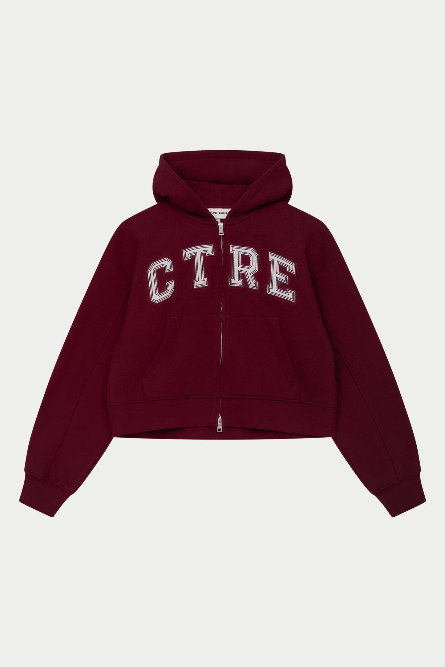 CTRE APPLIQUE ZIP THROUGH HOODIE - BURGUNDY
