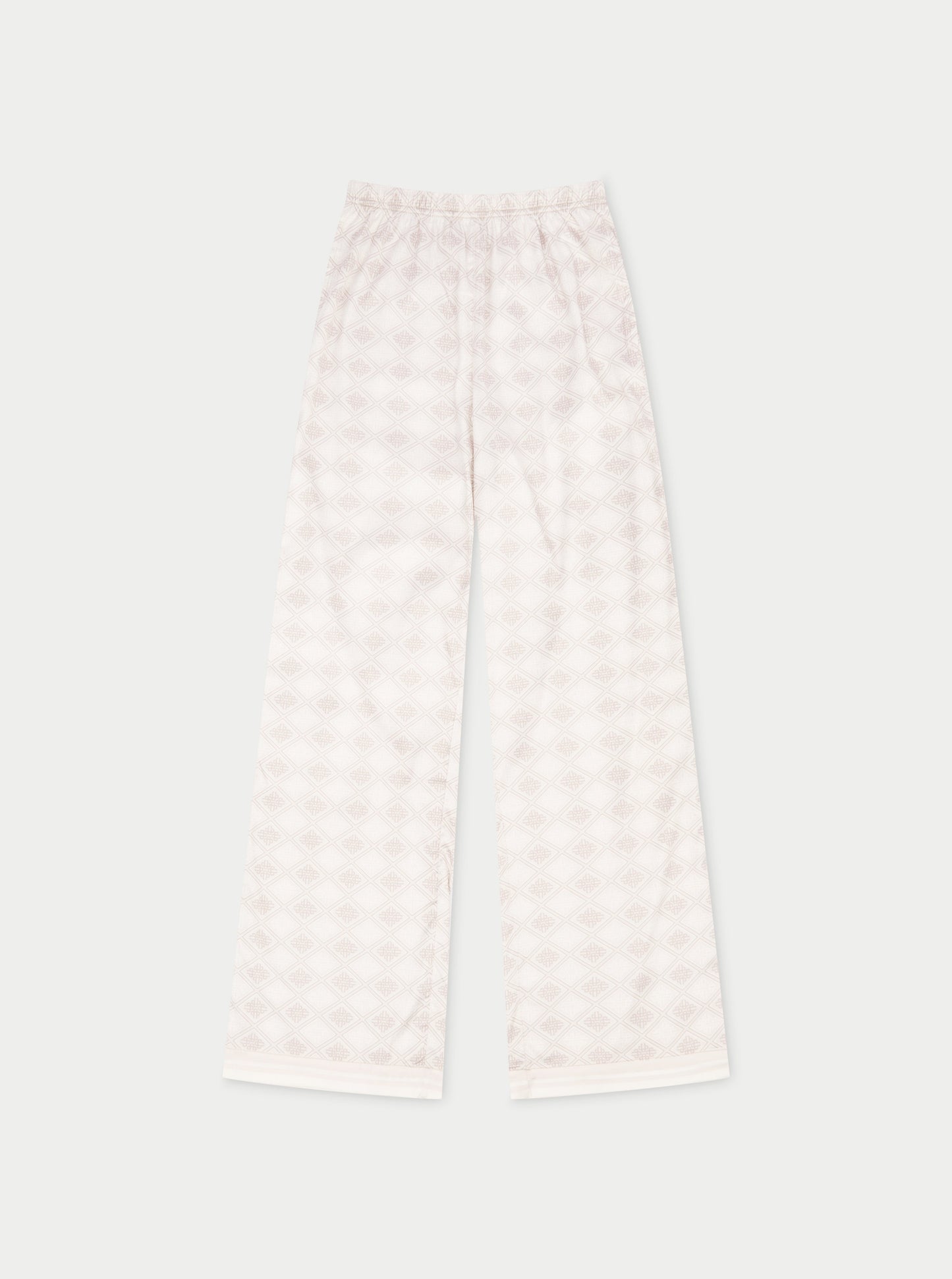 EMBLEM PRINT WIDE LEG TROUSERS - BEIGE