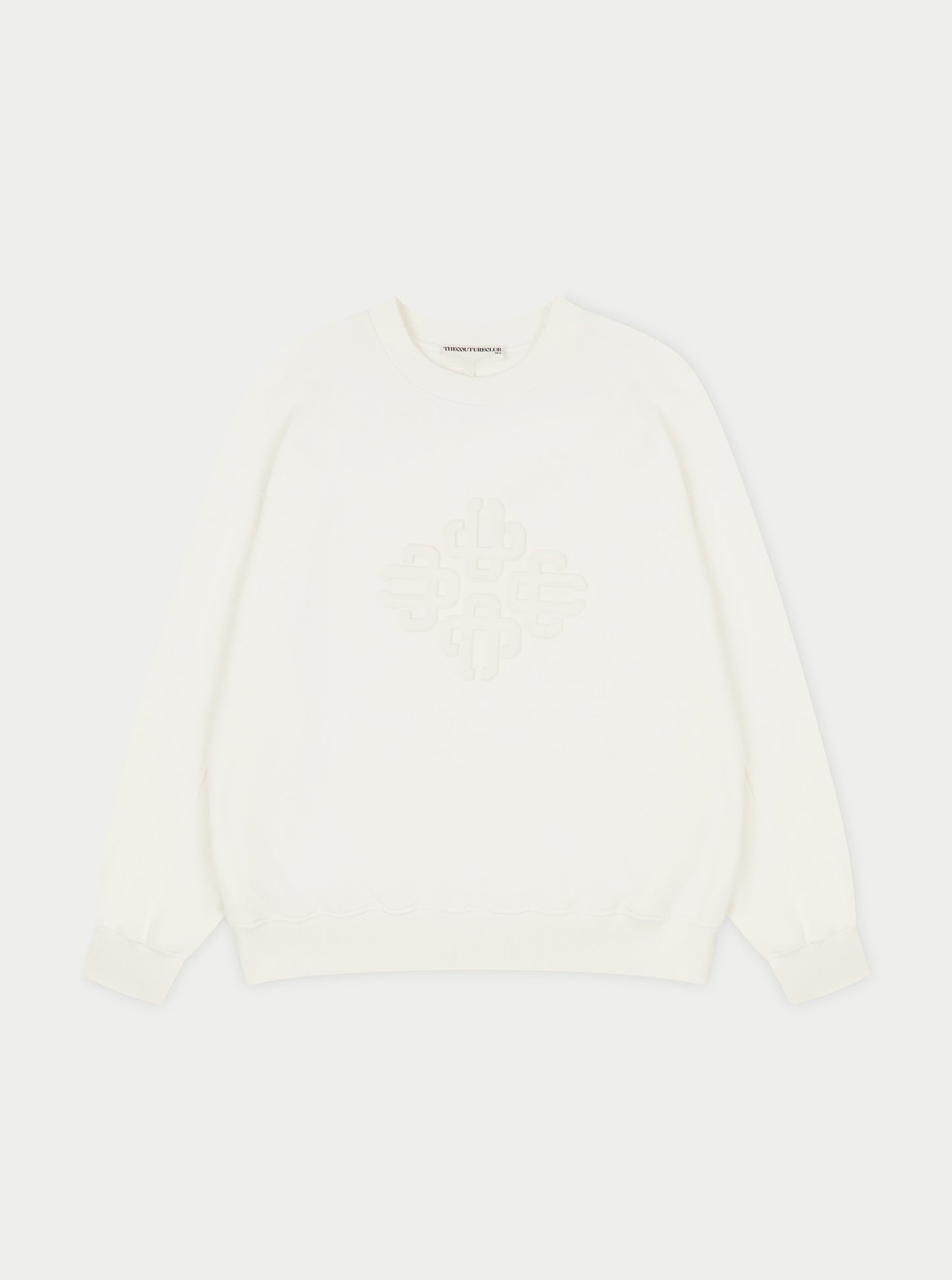 EMBLEM EMBOSSED OVERSIZED SWEATSHIRT - OFF WHITE