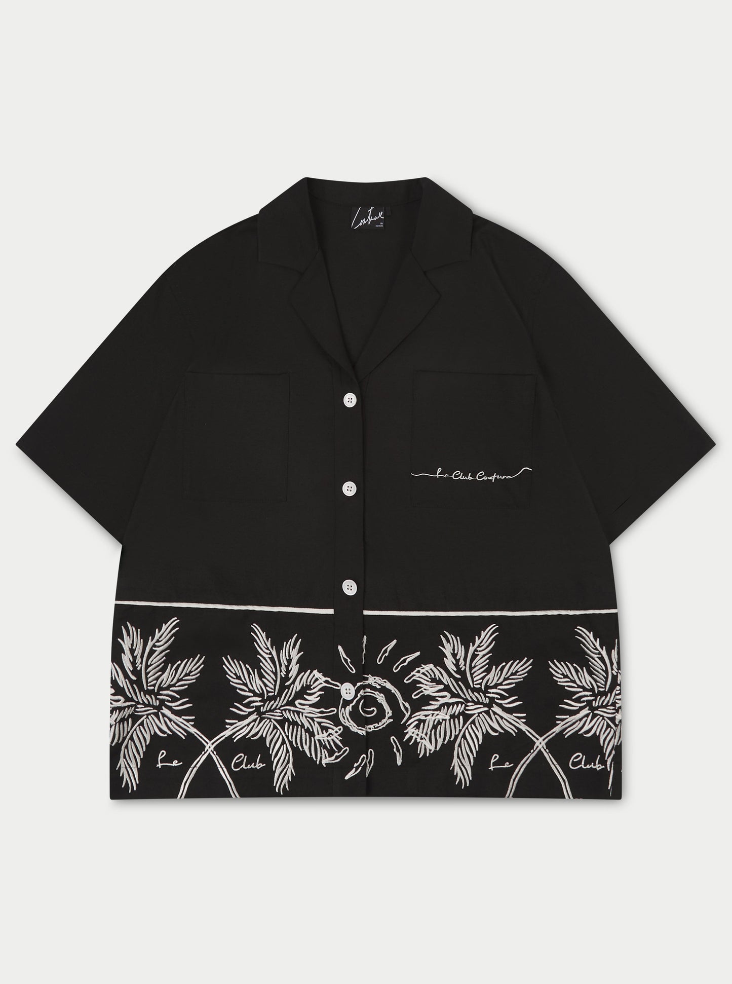 PALM EMBROIDERY SHIRT - BLACK