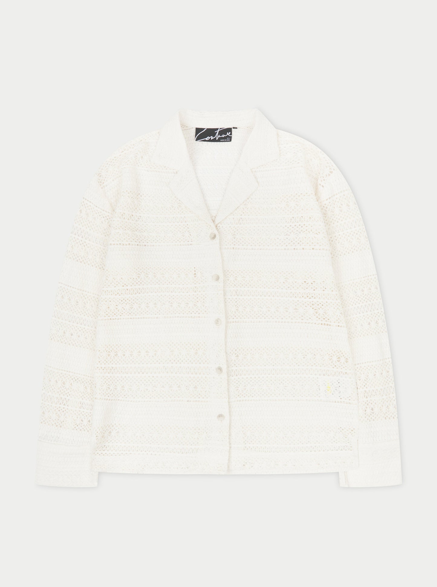 TEXTURED CROCHET SHIRT - OFF WHITE