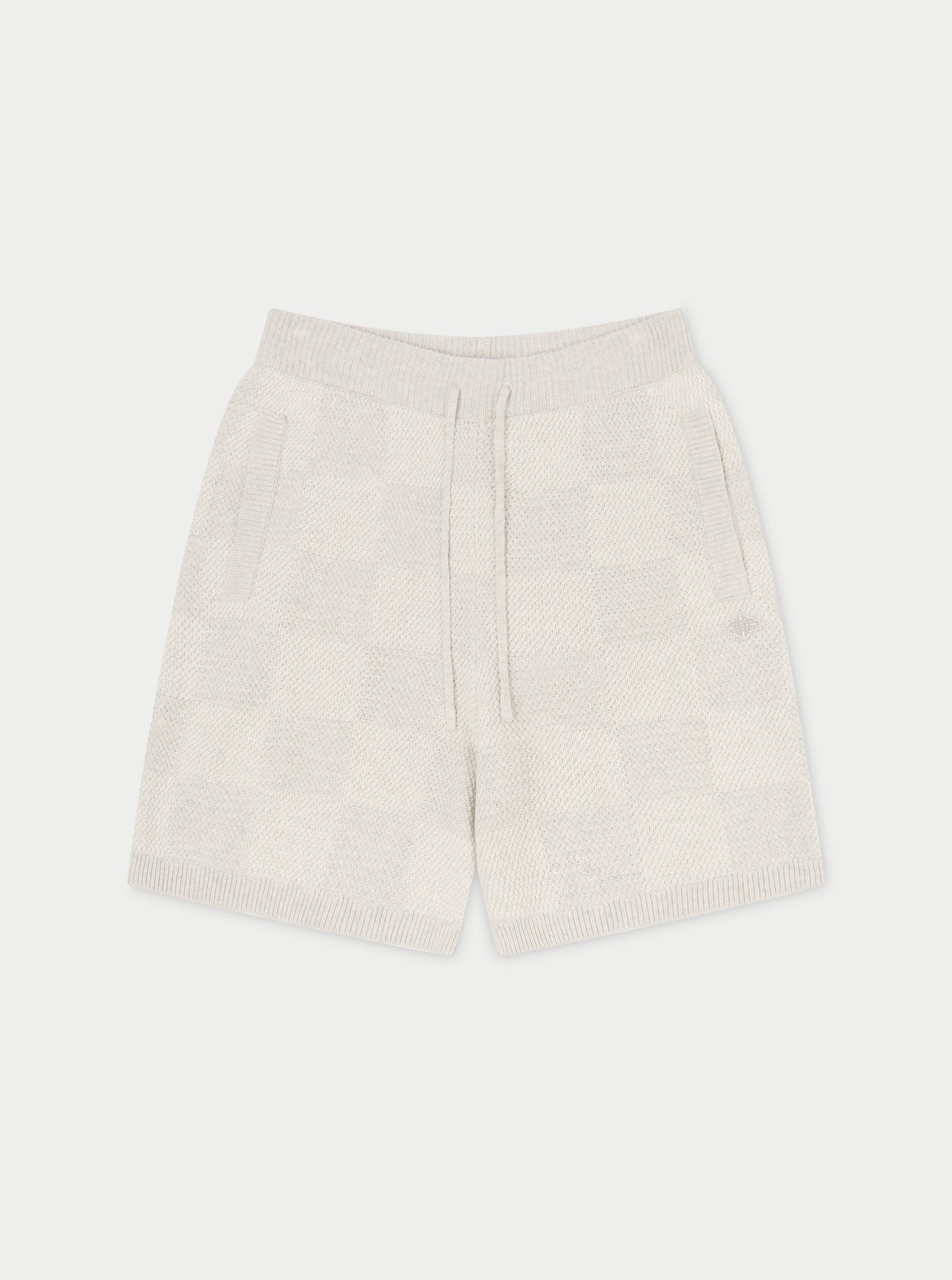 KNITTED CHECKERBOARD SHORTS - GREY