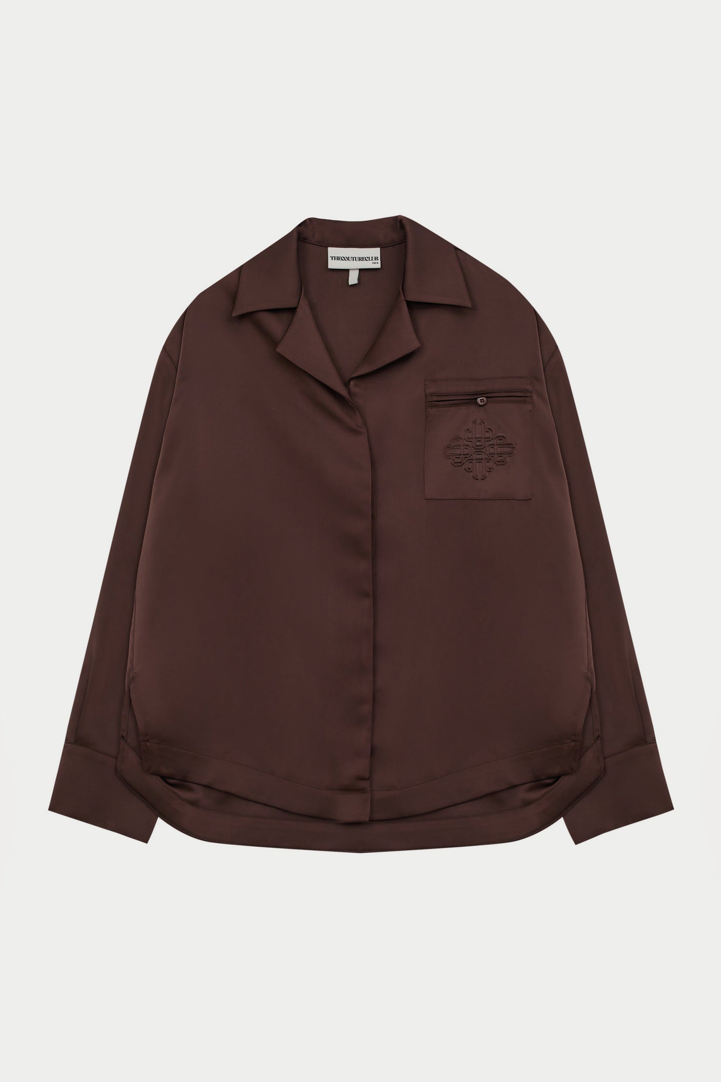 SATIN TAILORED RELAXED SHIRT - DEEP CHOCOLATE