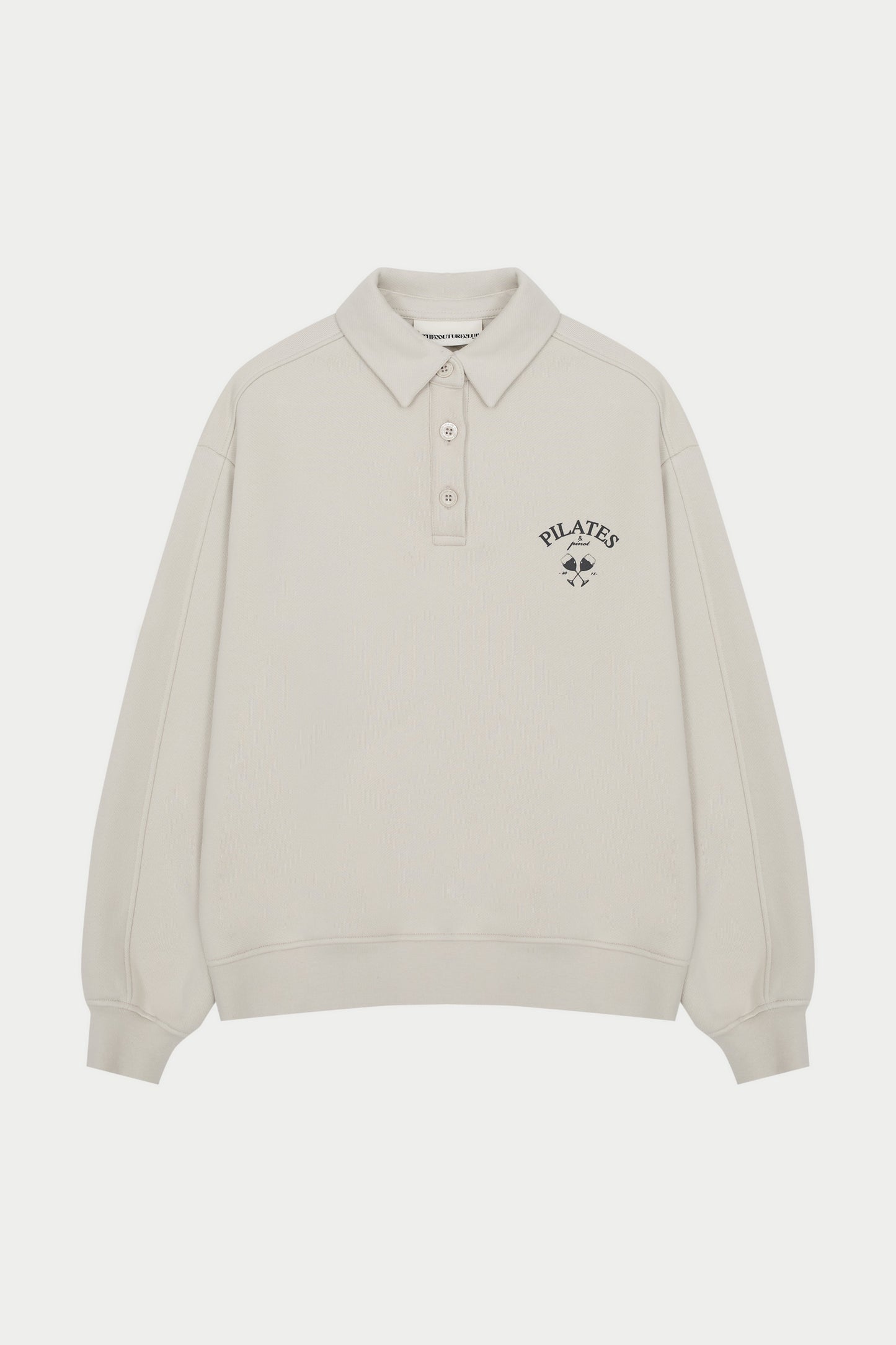 PILATES & PINOT BUTTON UP SWEATSHIRT - BONE
