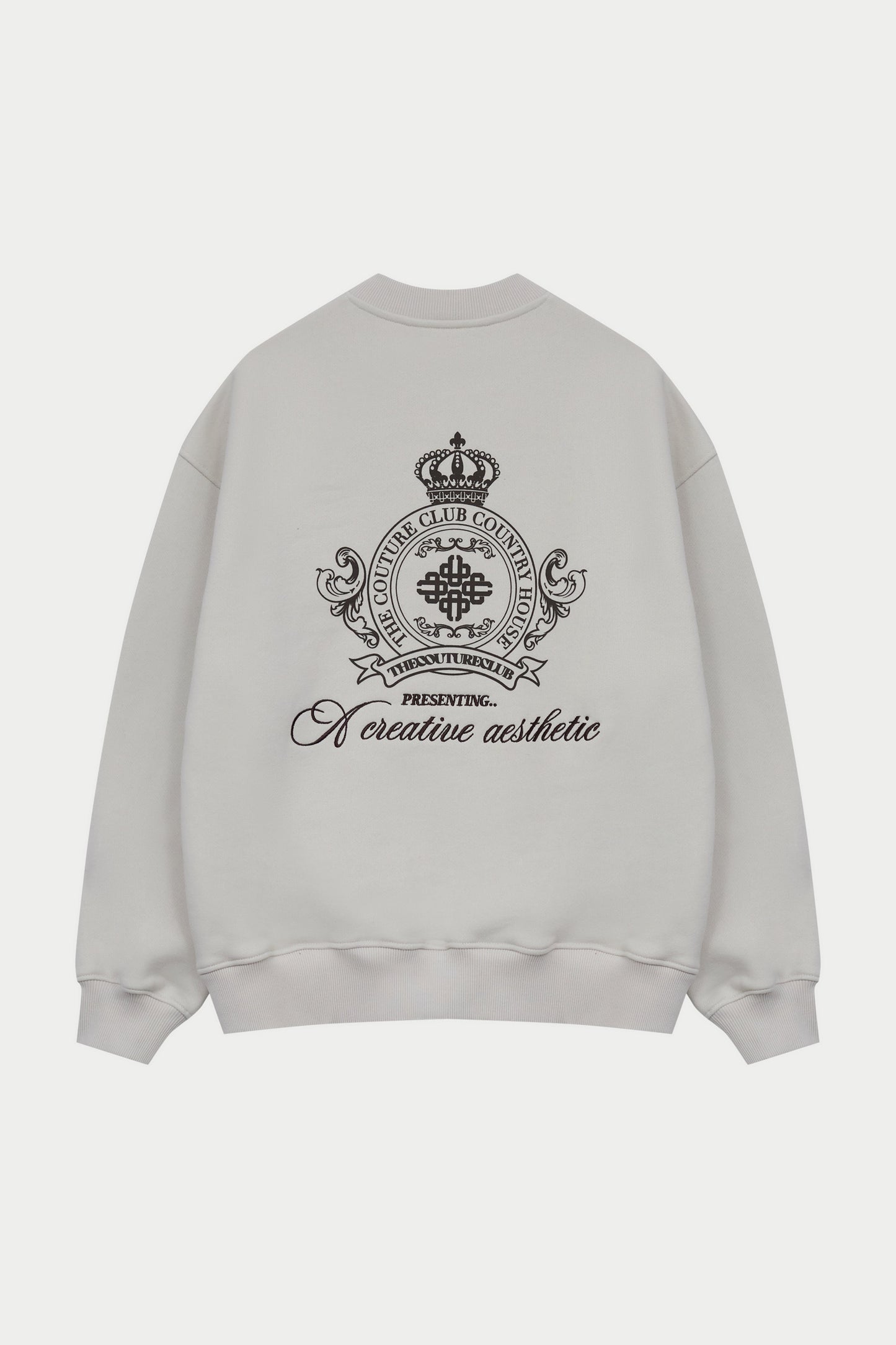 EMBROIDERED CREST OVERSIZED SWEATSHIRT - BONE