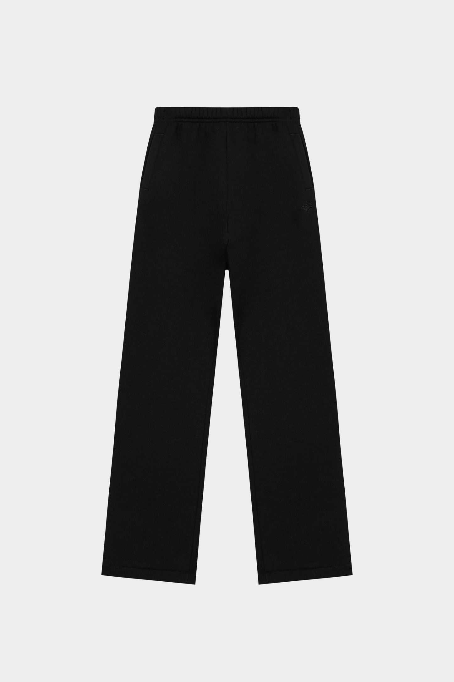 EMBROIDERED CREST RELAXED JOGGERS - BLACK