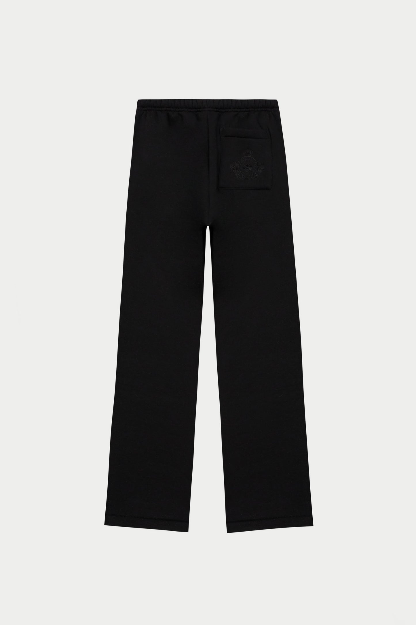 EMBROIDERED CREST RELAXED JOGGERS - BLACK