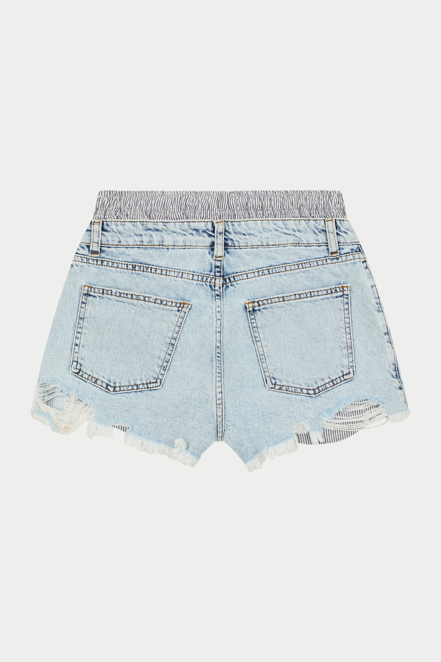 DOUBLE LAYER BOXER DENIM SHORTS - BLUE WASH