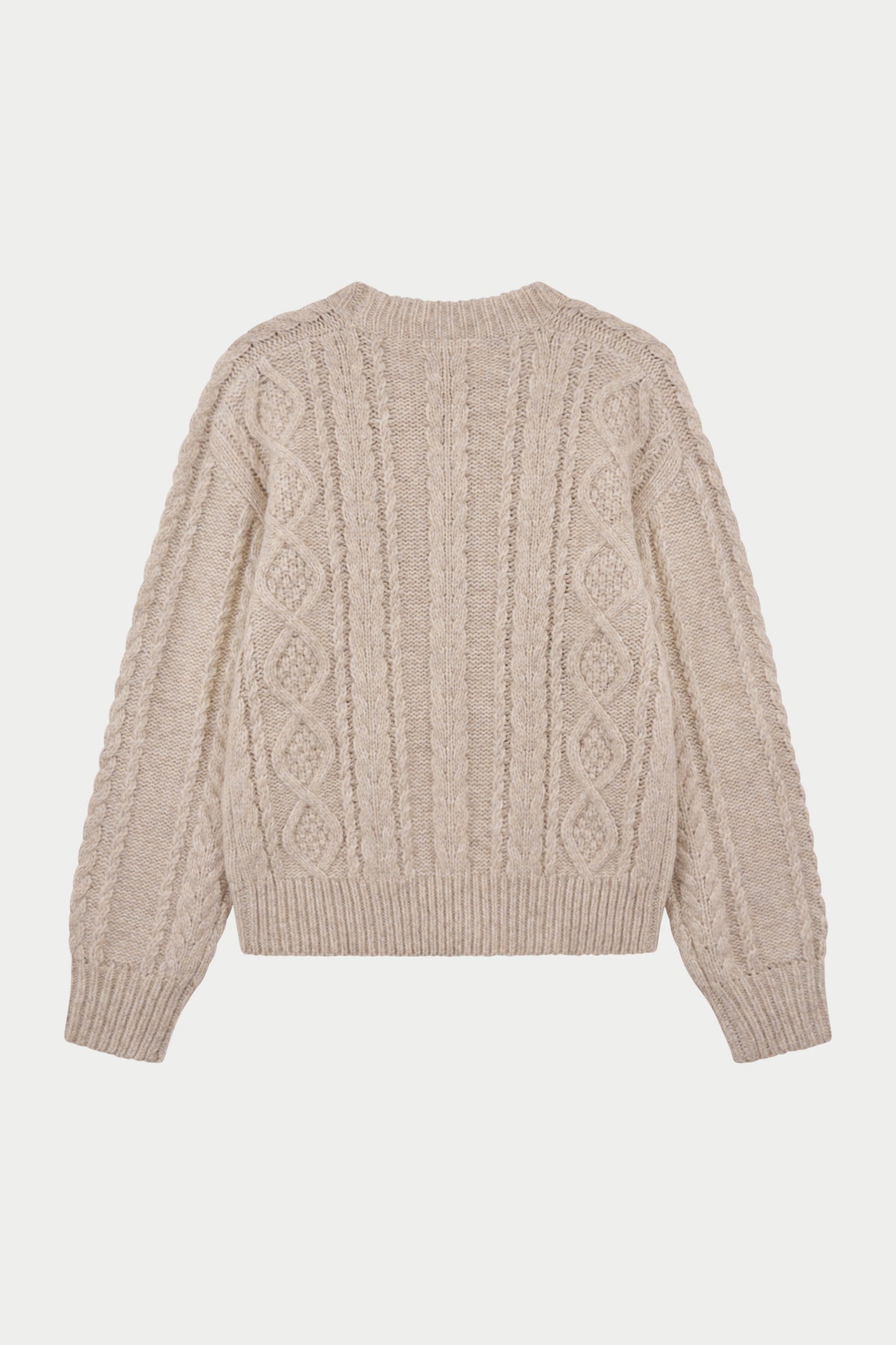 CABLE KNIT EMBROIDERED EMBLEM JUMPER - OAT