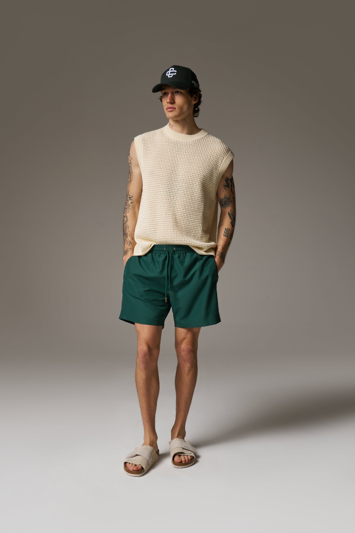 WATER REACTIVE EMBLEM SWIM SHORT - GREEN