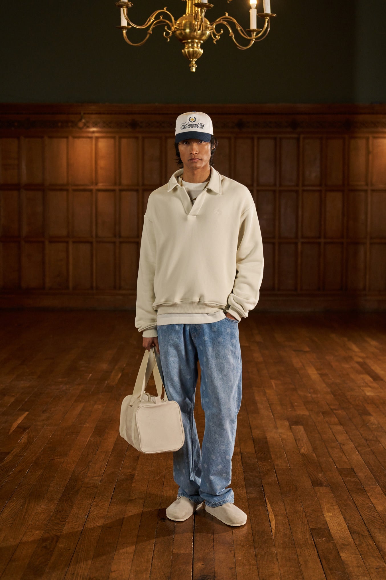 LAUNDERED CLASSICS POLO SWEATSHIRT - ECRU