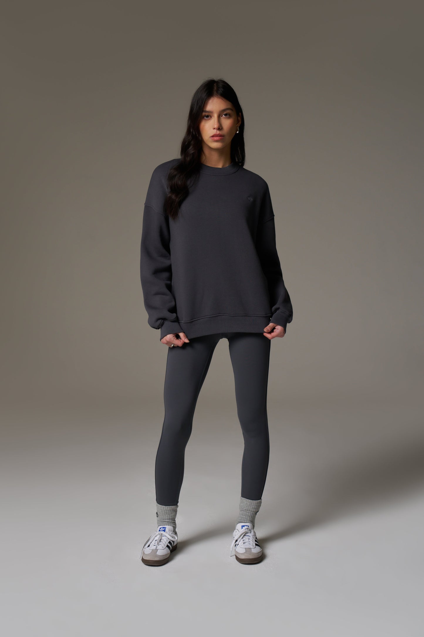 EMBLEM EMBROIDERED SWEATSHIRT - CHARCOAL
