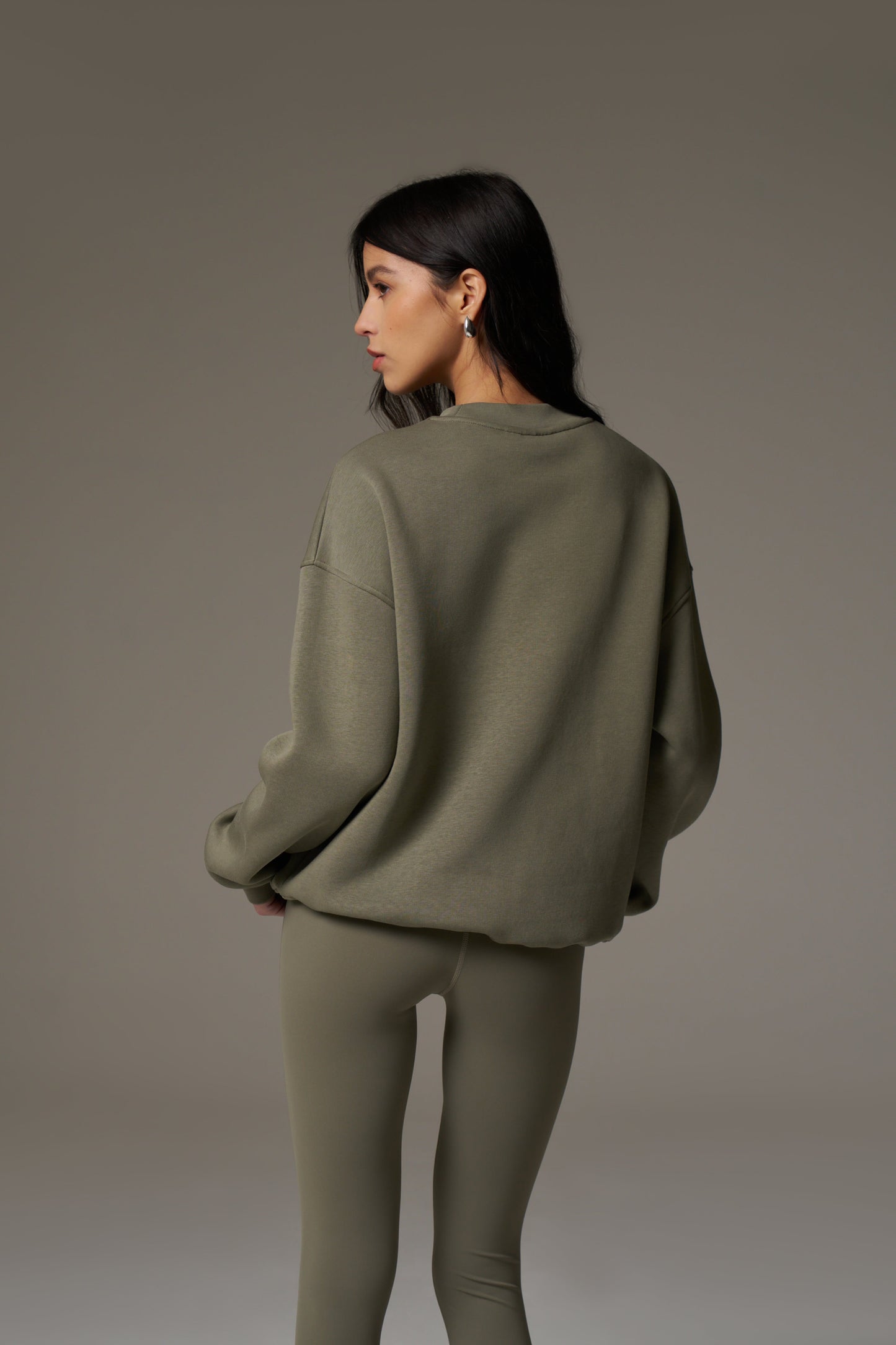 EMBLEM EMBROIDERED SWEATSHIRT - KHAKI
