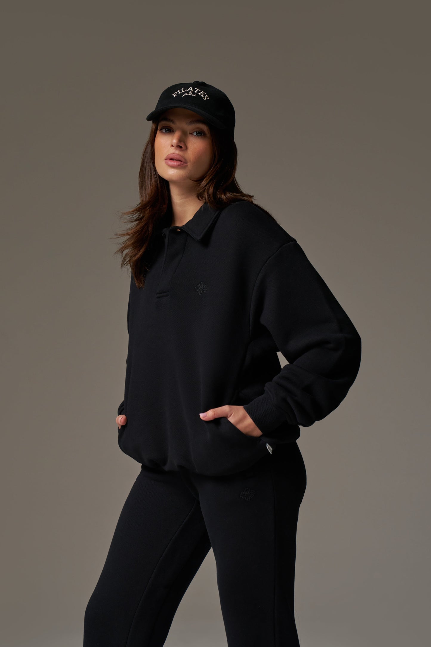 LAUNDERED CLASSICS POLO SWEATSHIRT - WASHED BLACK