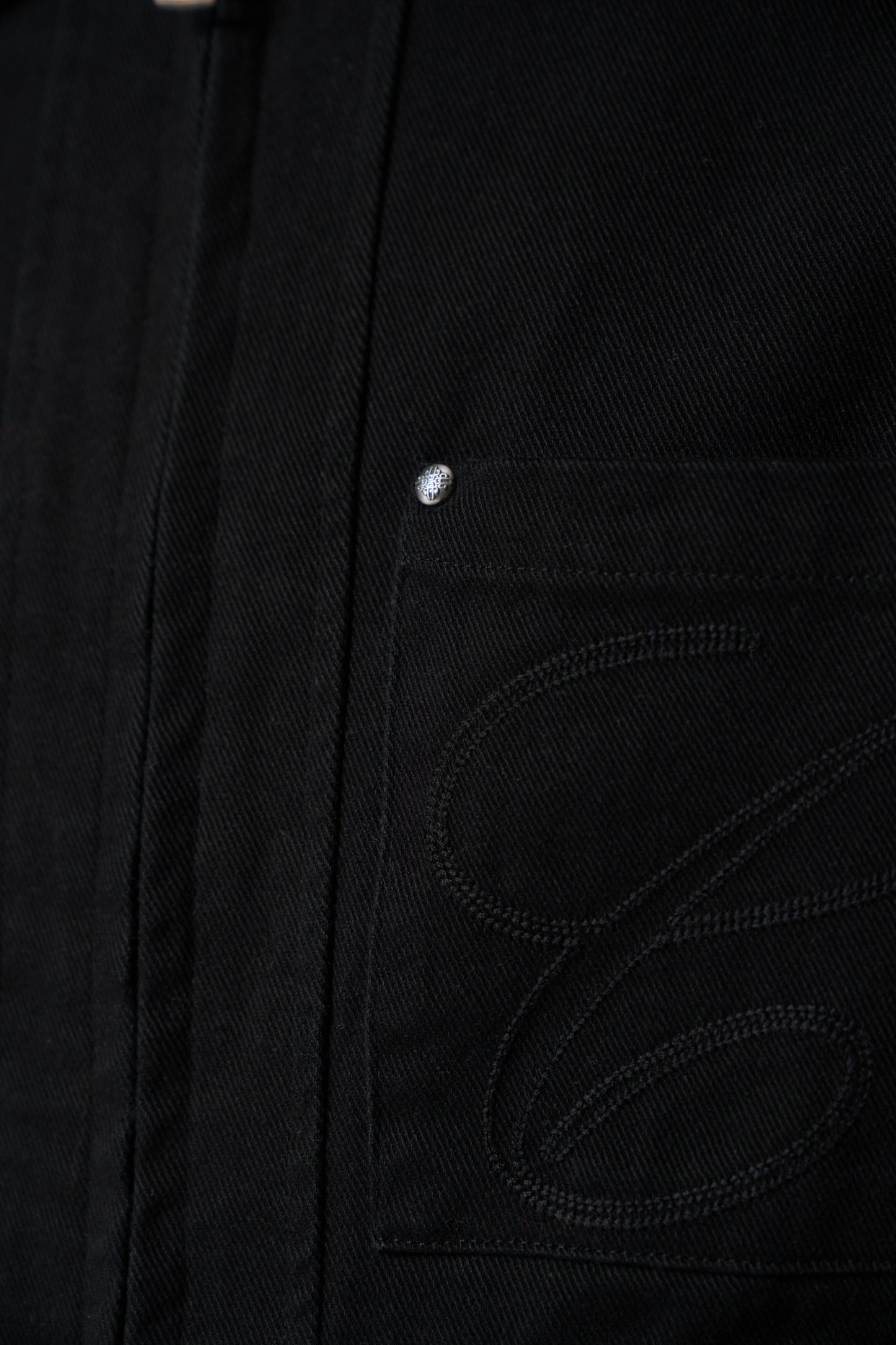 TWILL CONTRAST COLLAR JACKET - WASHED BLACK