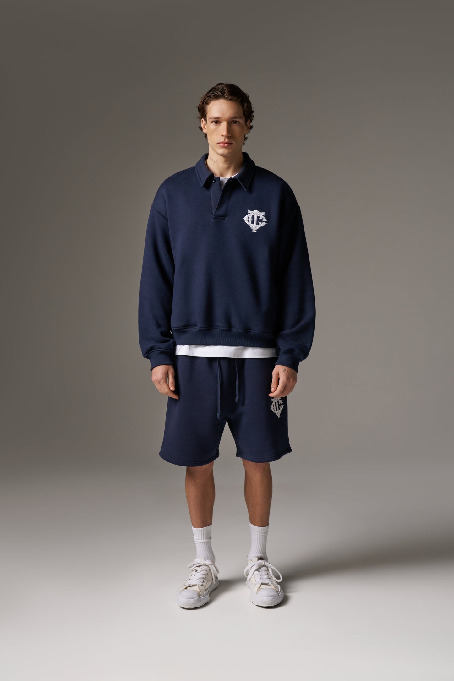 HEAVYWEIGHT MONOGRAM SHORTS - NAVY