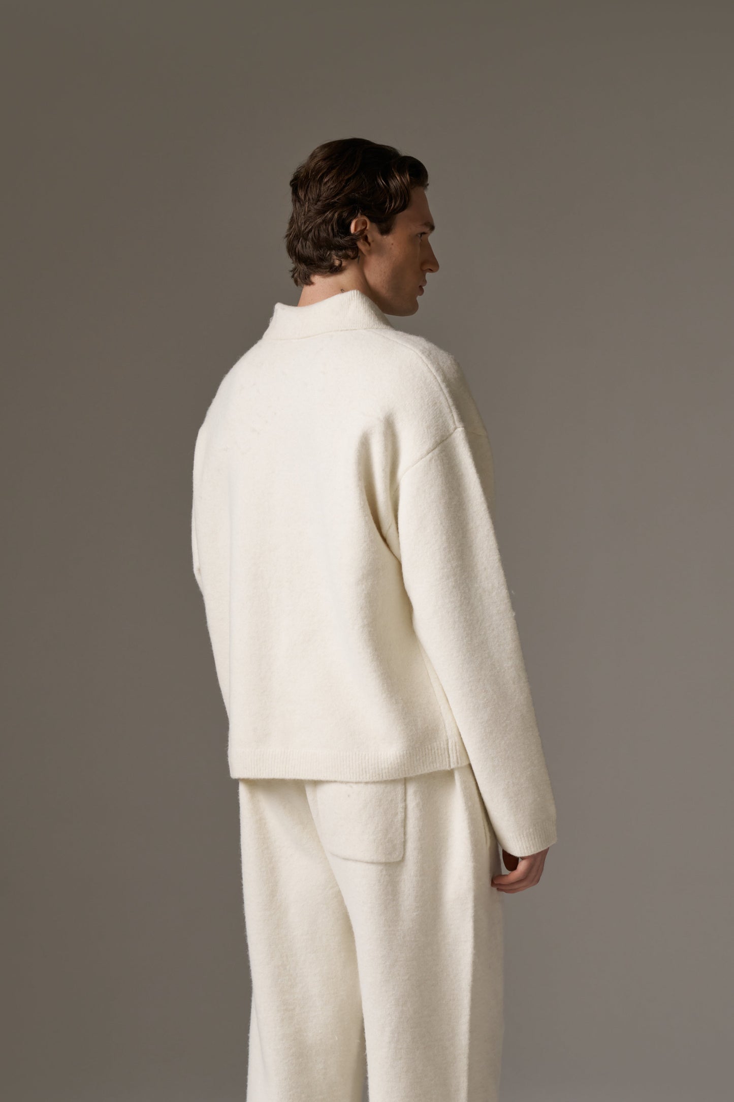 MONOGRAM KNITTED POLO TOP - OFF WHITE