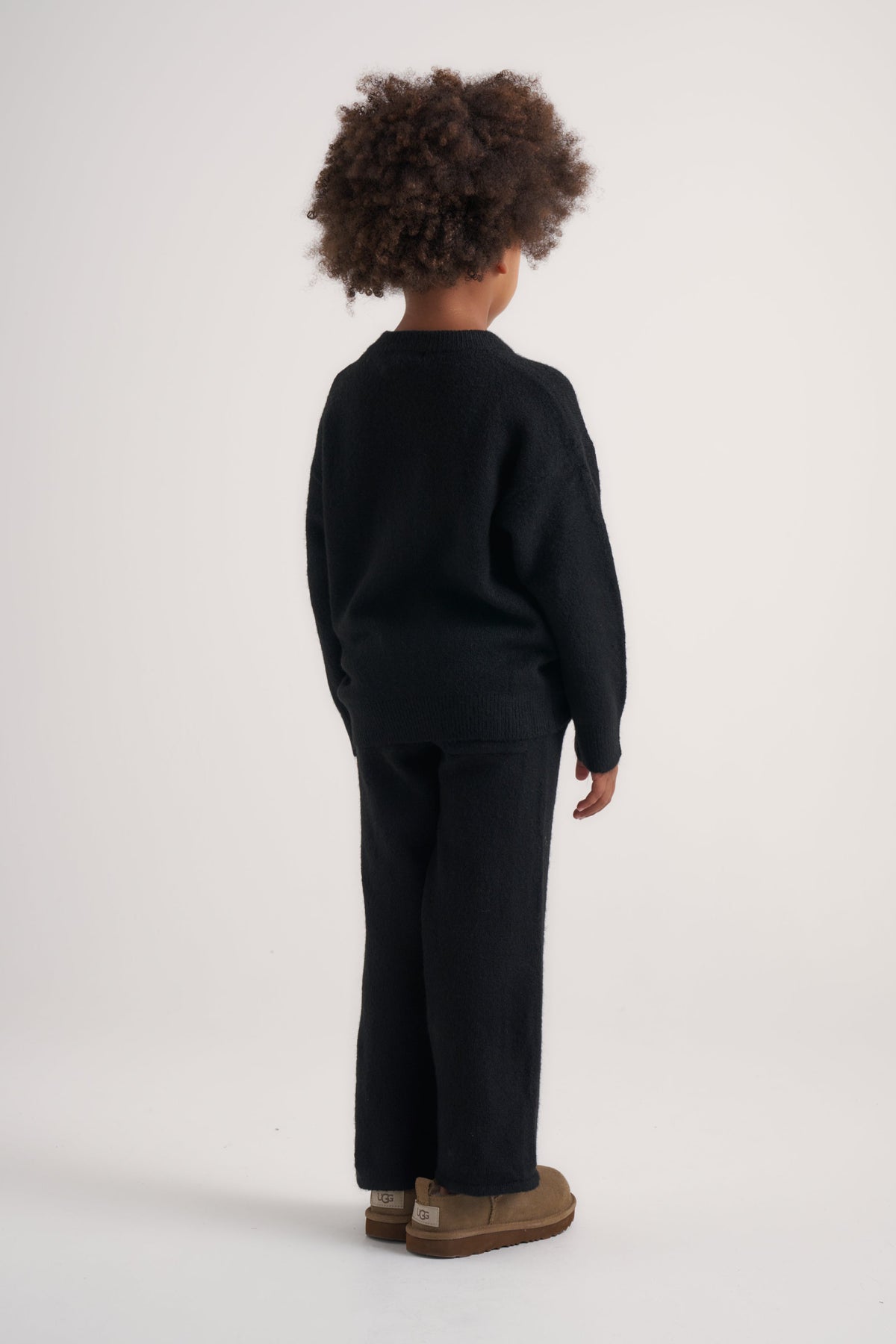 KIDS EMBLEM FLUFFY KNIT JOGGERS - BLACK