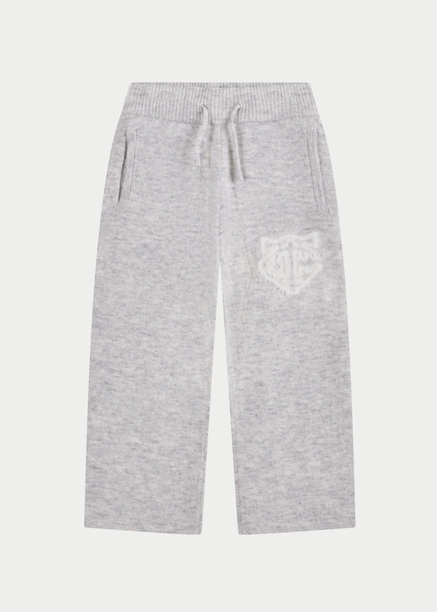 Junior Monogram Emblem Fluffy Knit Joggers Marl in Grey