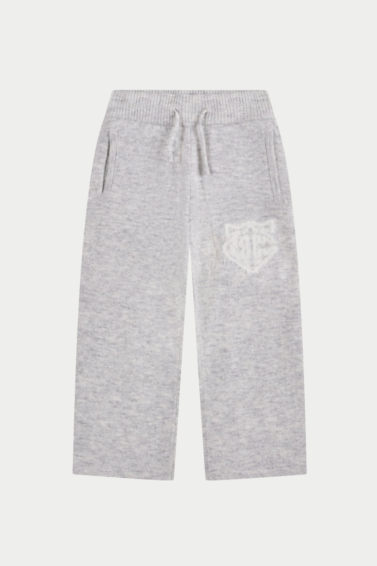 JUNIOR MONOGRAM EMBLEM FLUFFY KNIT JOGGERS - GREY MARL