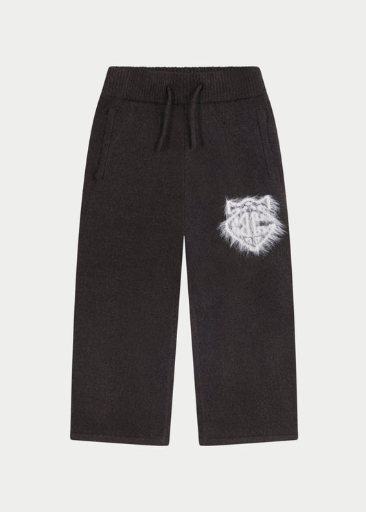 Junior Monogram Emblem Fluffy Knit Joggers in Brown