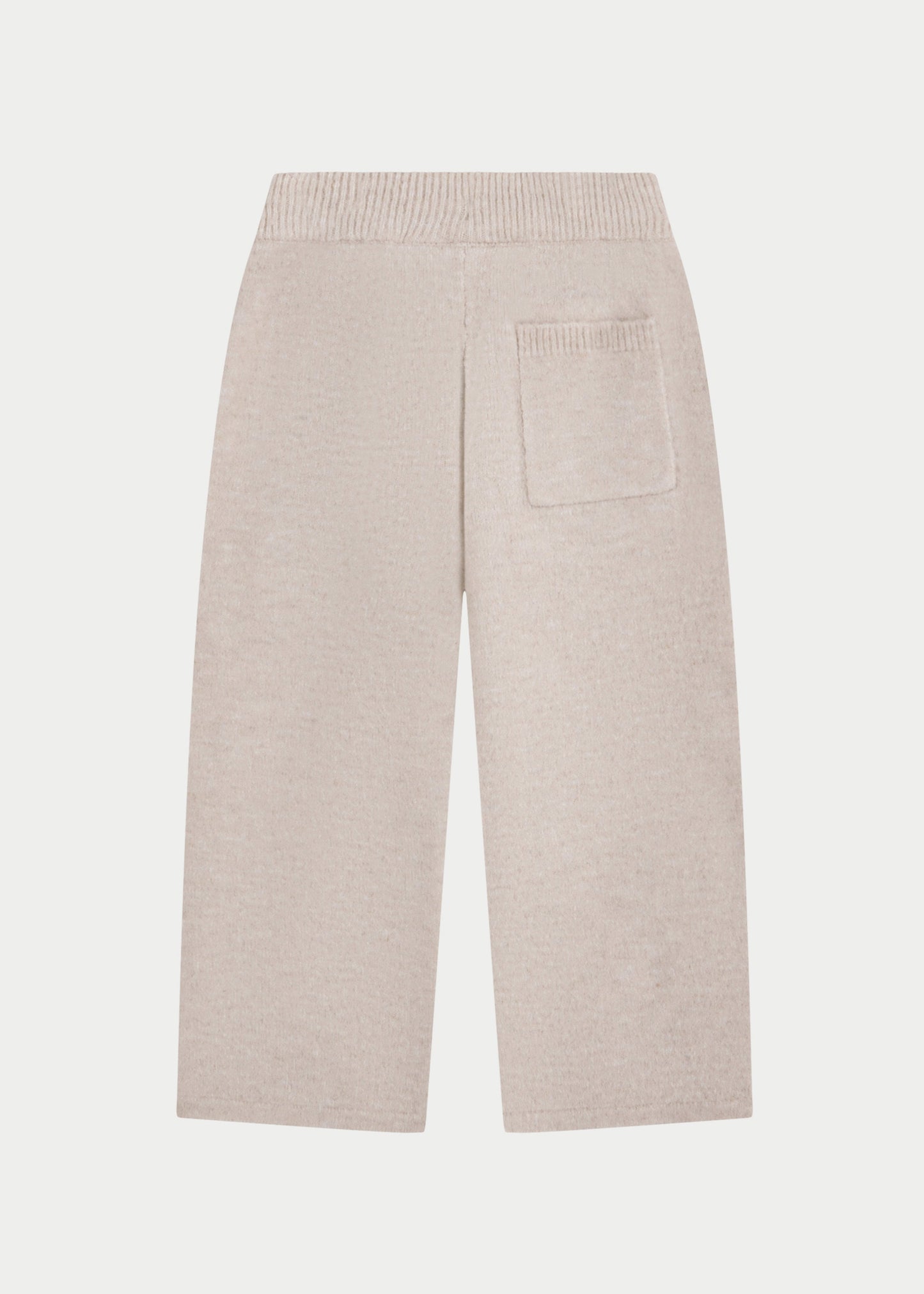Junior Monogram Emblem Fluffy Knit Joggers in Beige