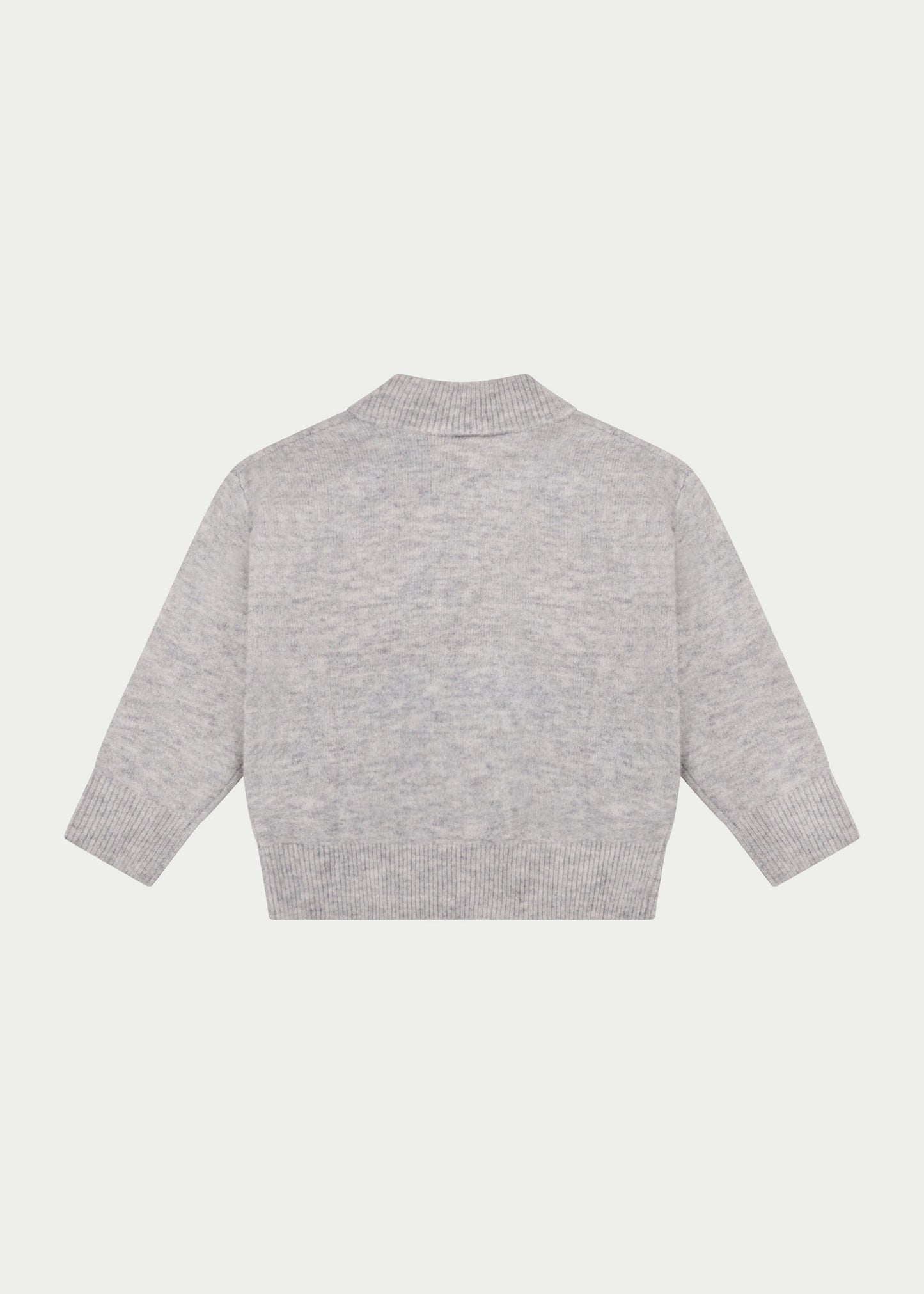 Junior Monogram Fluffy Knit Zip Through Marl in Grey