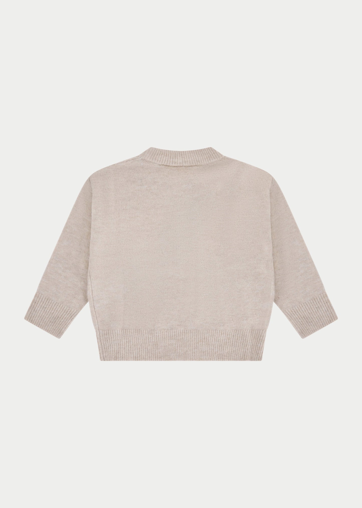 Junior Monogram Fluffy Knit Crew in Beige