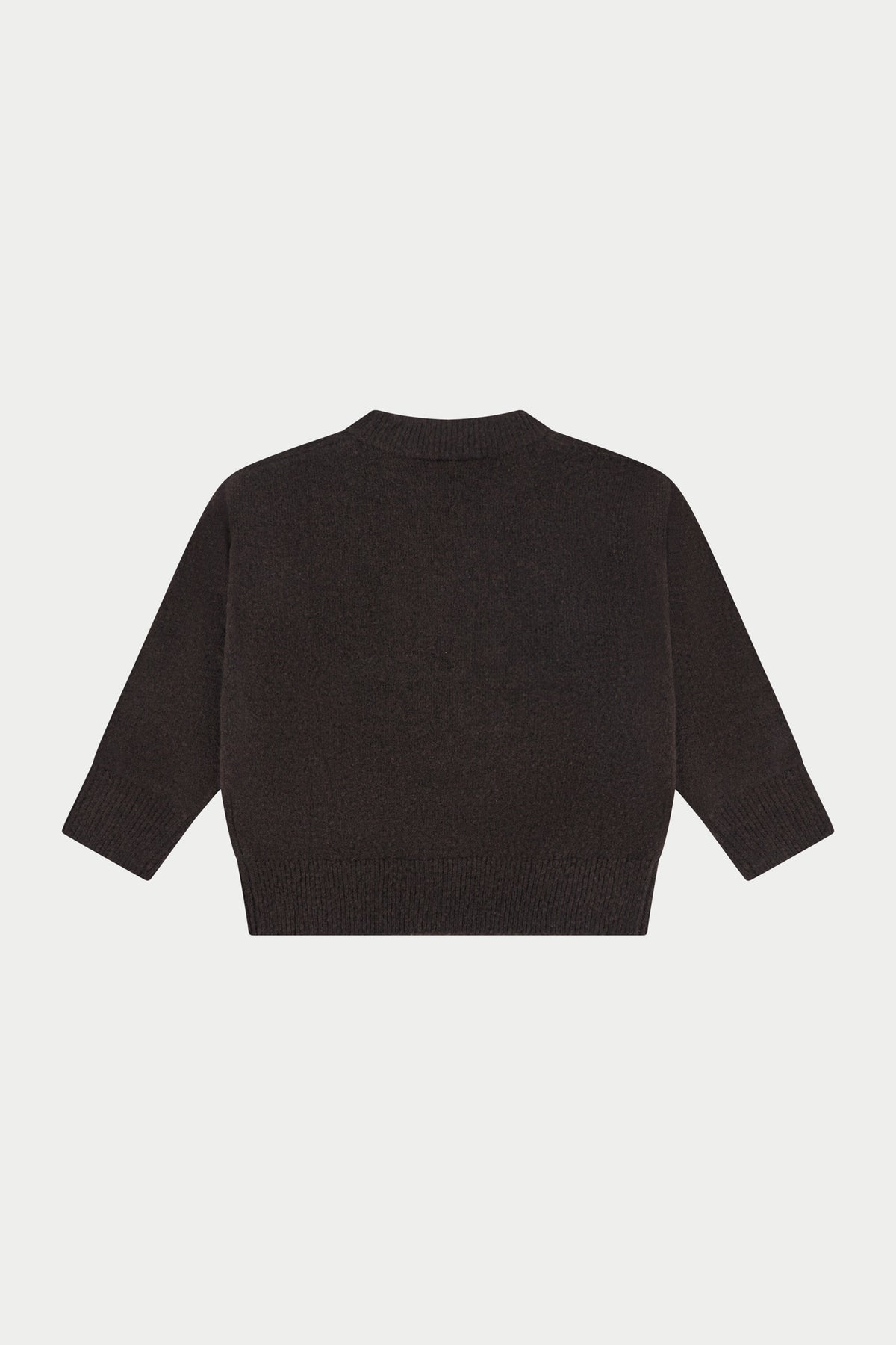 KIDS MONOGRAM FLUFFY KNIT CREW - BROWN