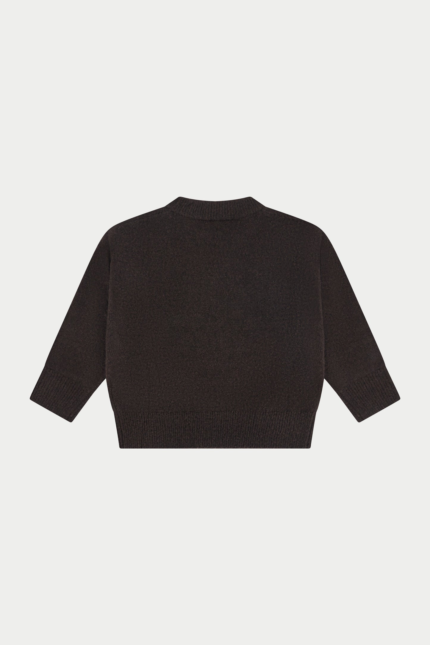JUNIOR MONOGRAM FLUFFY KNIT CREW - BROWN