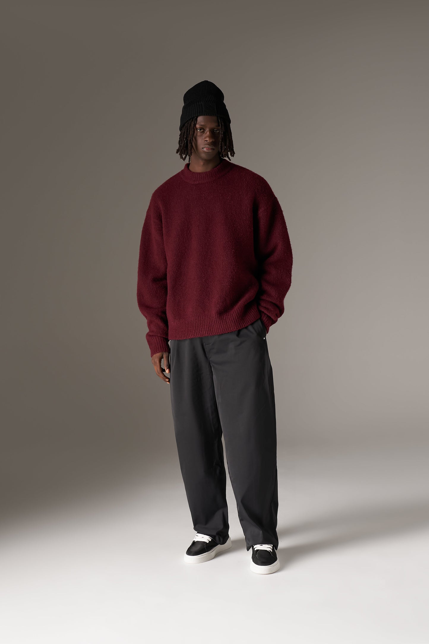 COPYRIGHT BRUSHED KNIT JUMPER - BURGUNDY