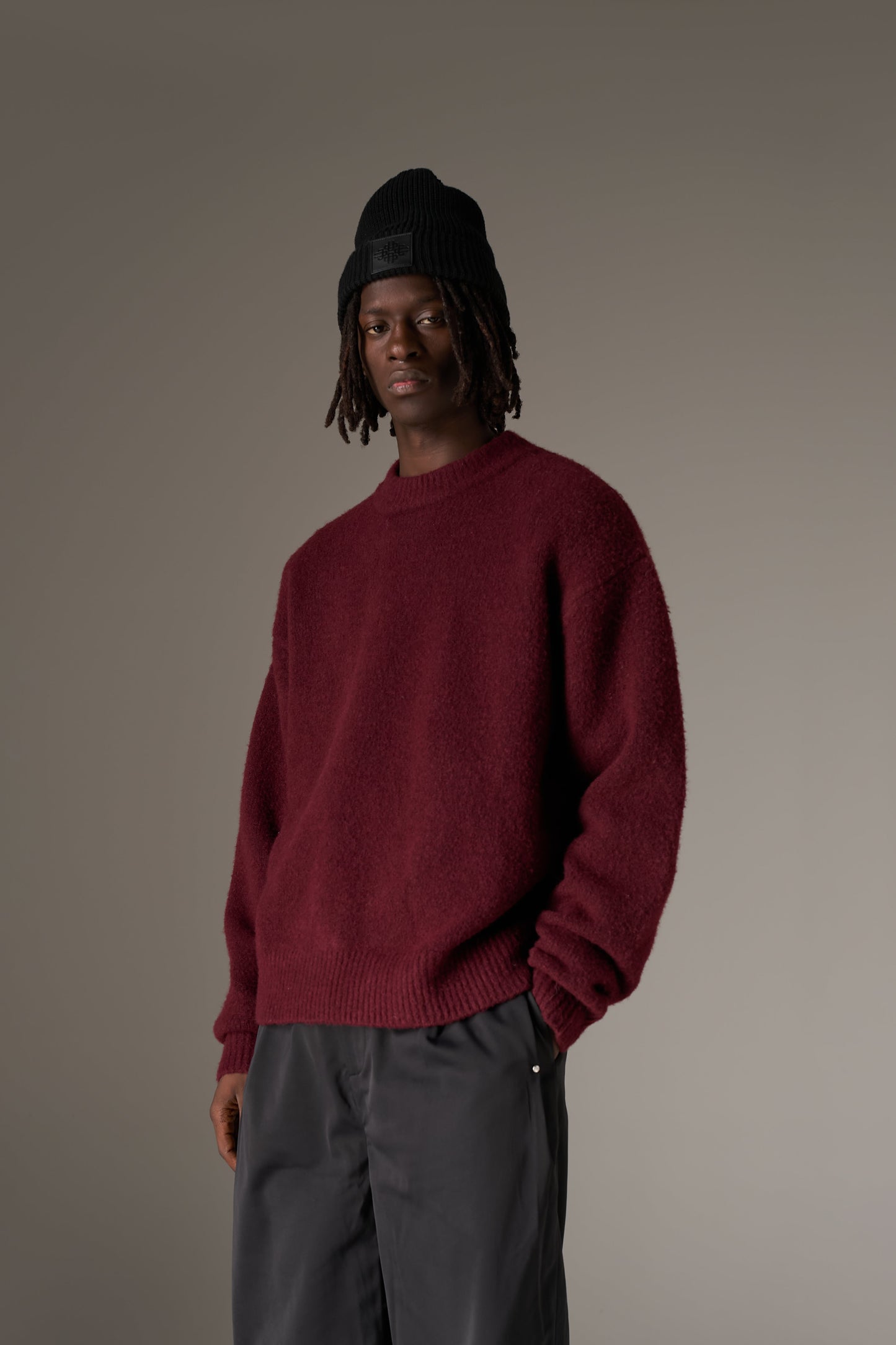 COPYRIGHT BRUSHED KNIT JUMPER - BURGUNDY
