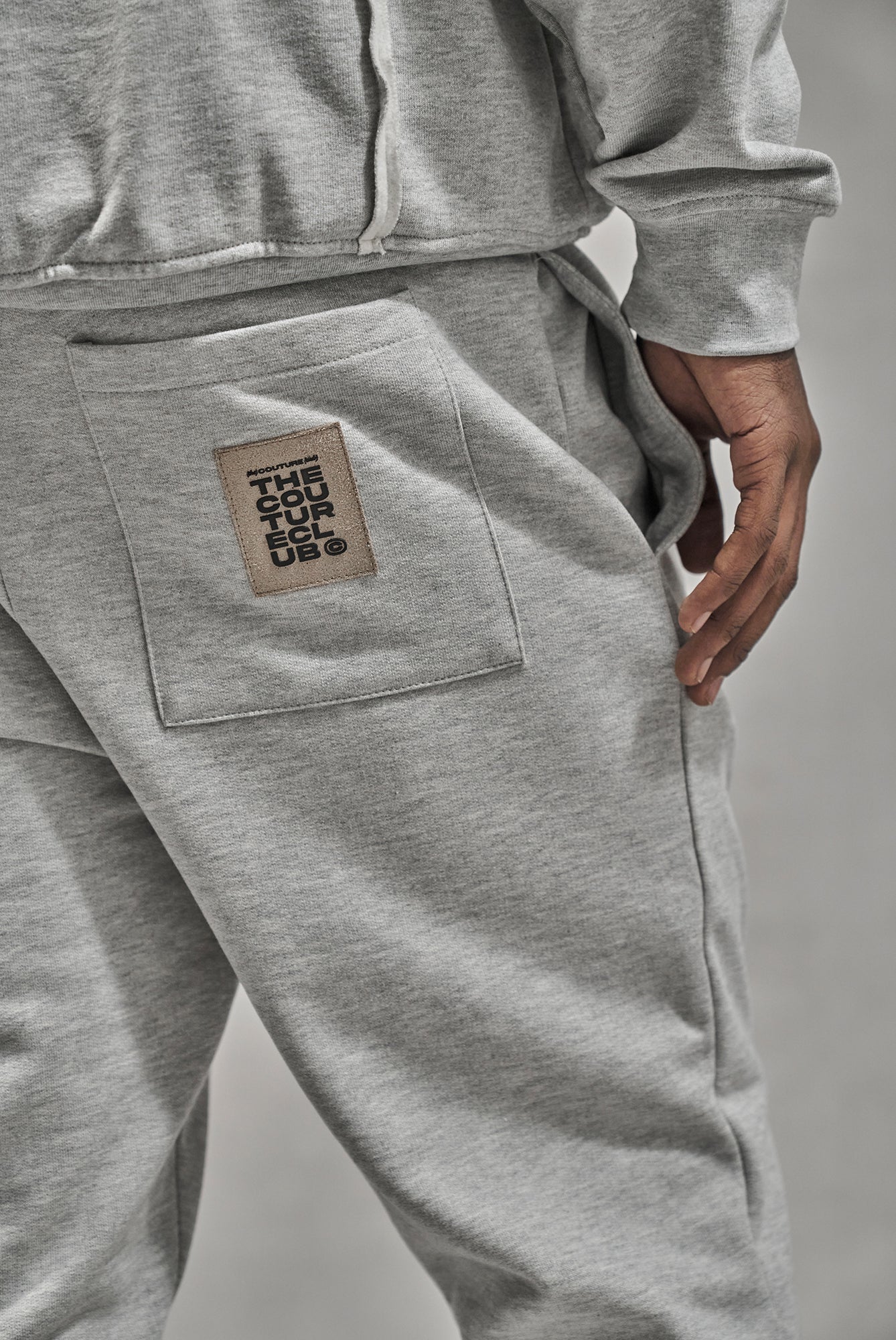 RAW SEAM STRAIGHT LEG JOGGERS - GREY MARL