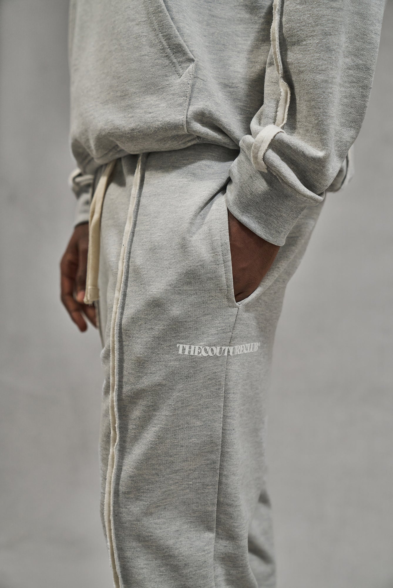 RAW SEAM STRAIGHT LEG JOGGERS - GREY MARL