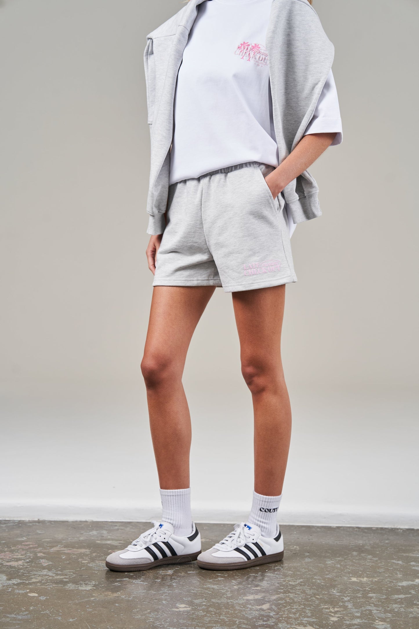 LATE CHECKOUT SHORTS - GREY MARL