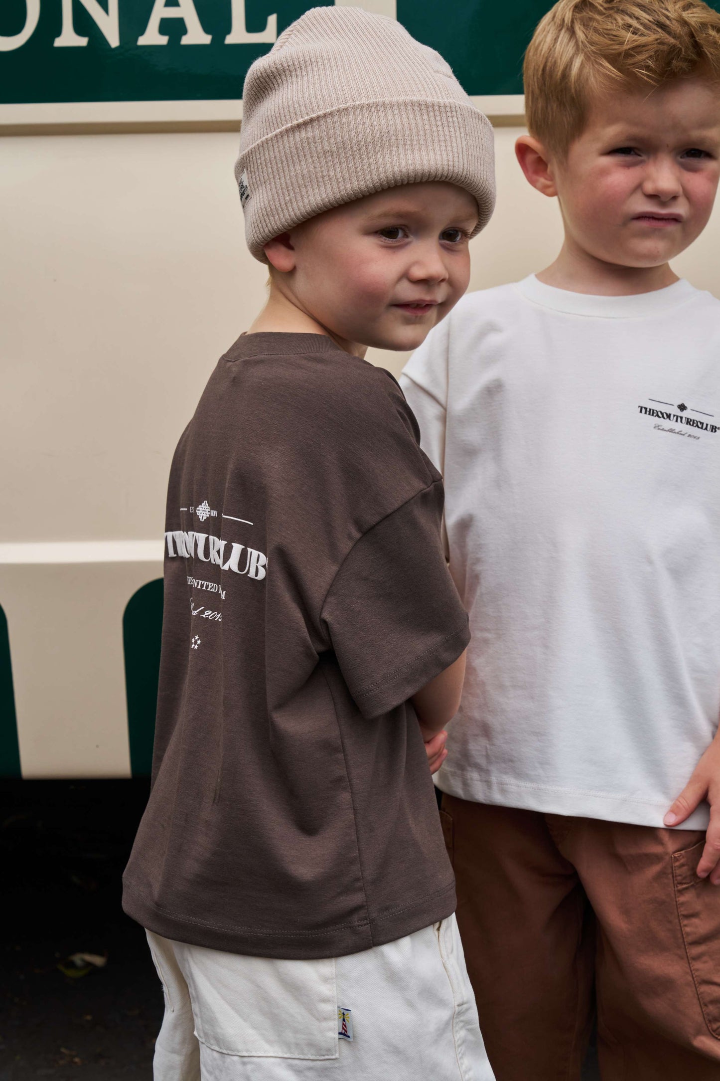 JUNIOR COPYRIGHT MULTI GRAPHIC T-SHIRT - BROWN