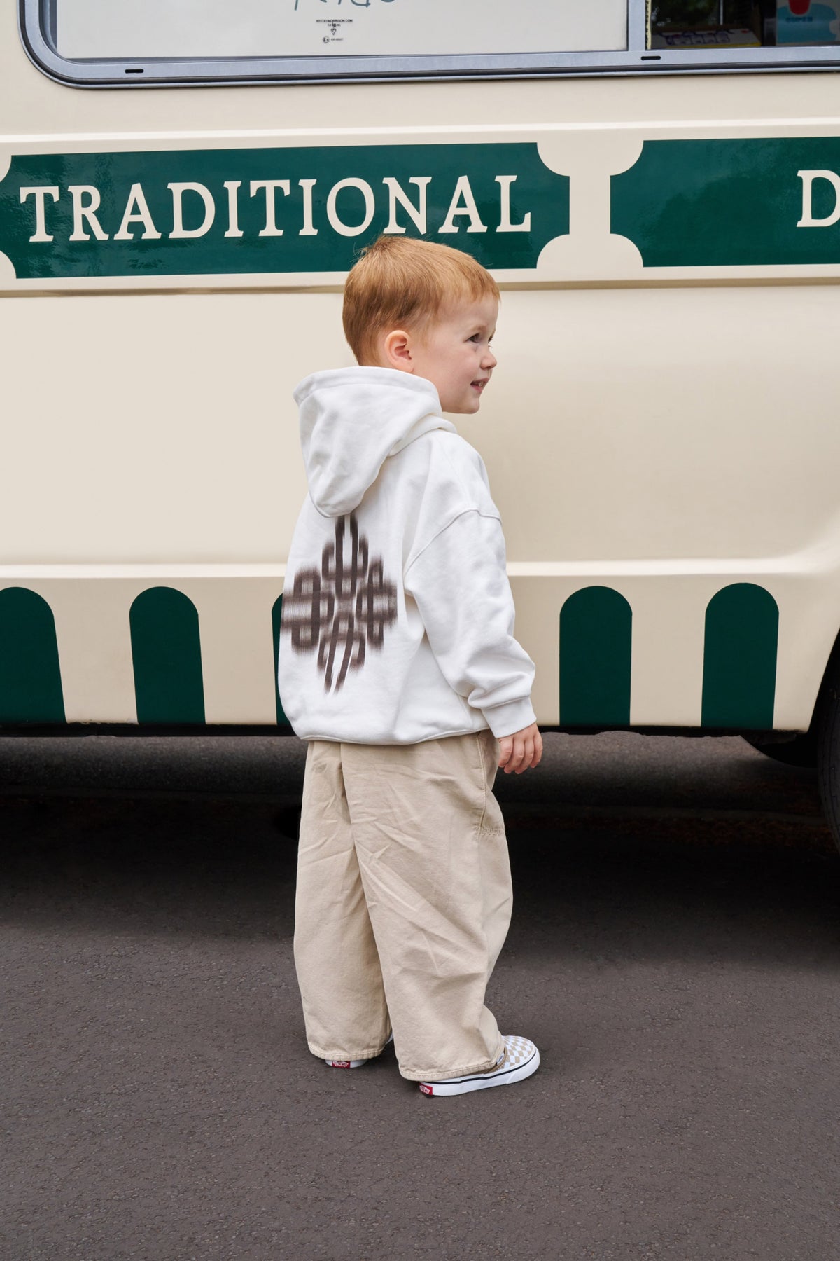 JUNIOR MOTION BLURRED HOODIE - OFF WHITE