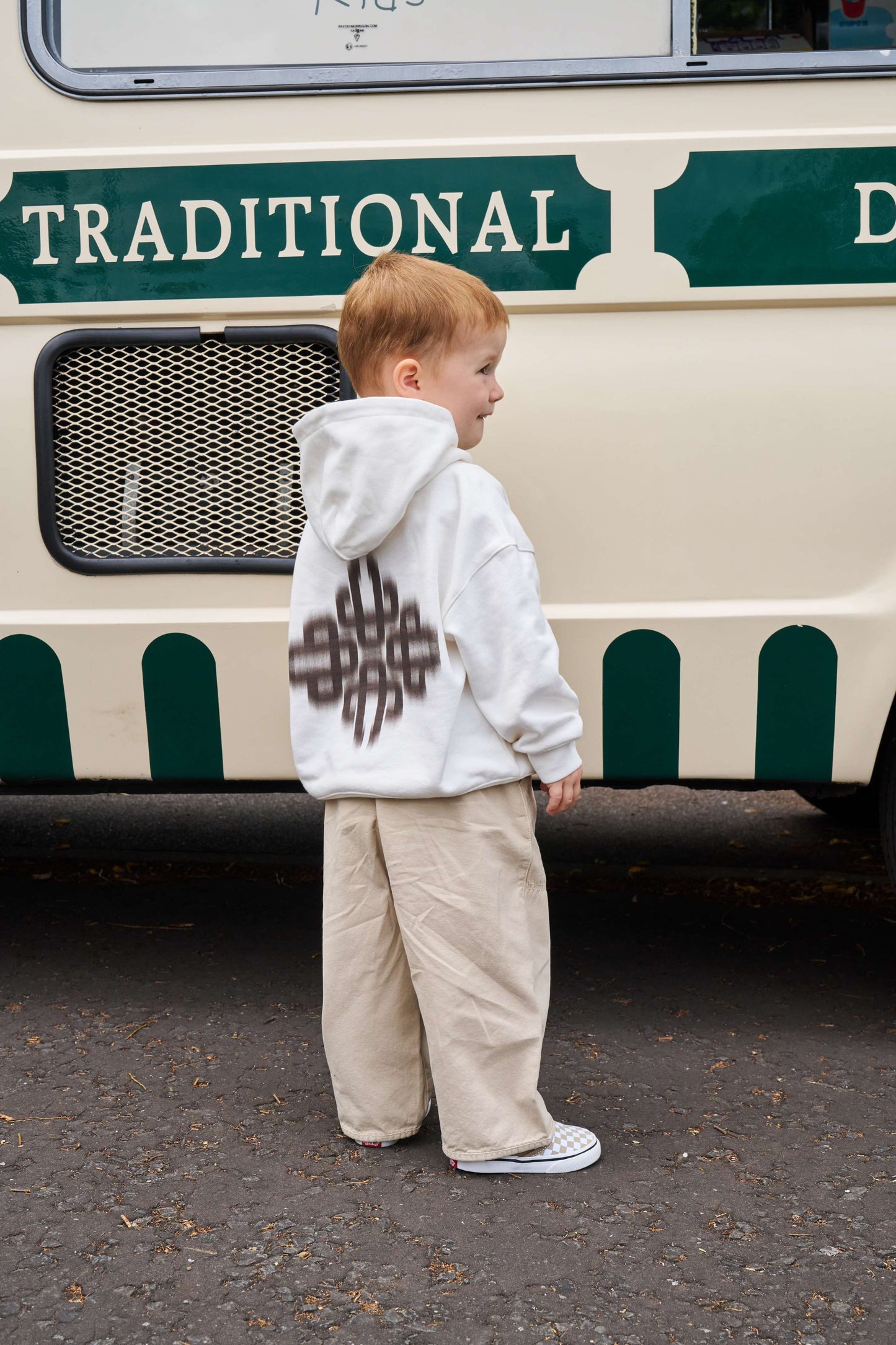 KIDS MOTION BLURRED HOODIE - OFF WHITE
