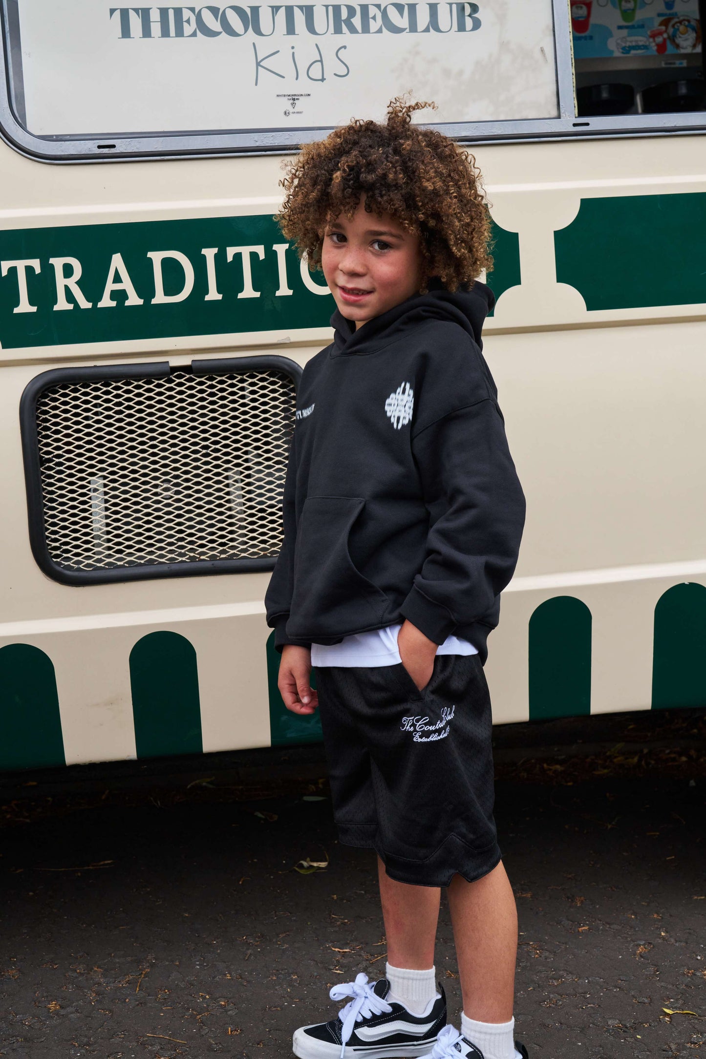 KIDS MOTION BLURRED HOODIE - BLACK